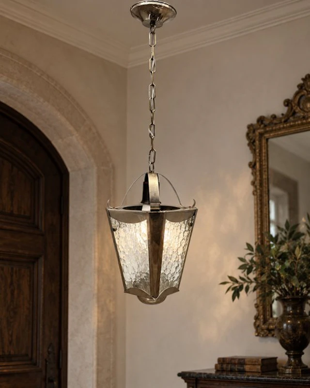 Mid-Century hallamp – structuurglas / ice glass –...