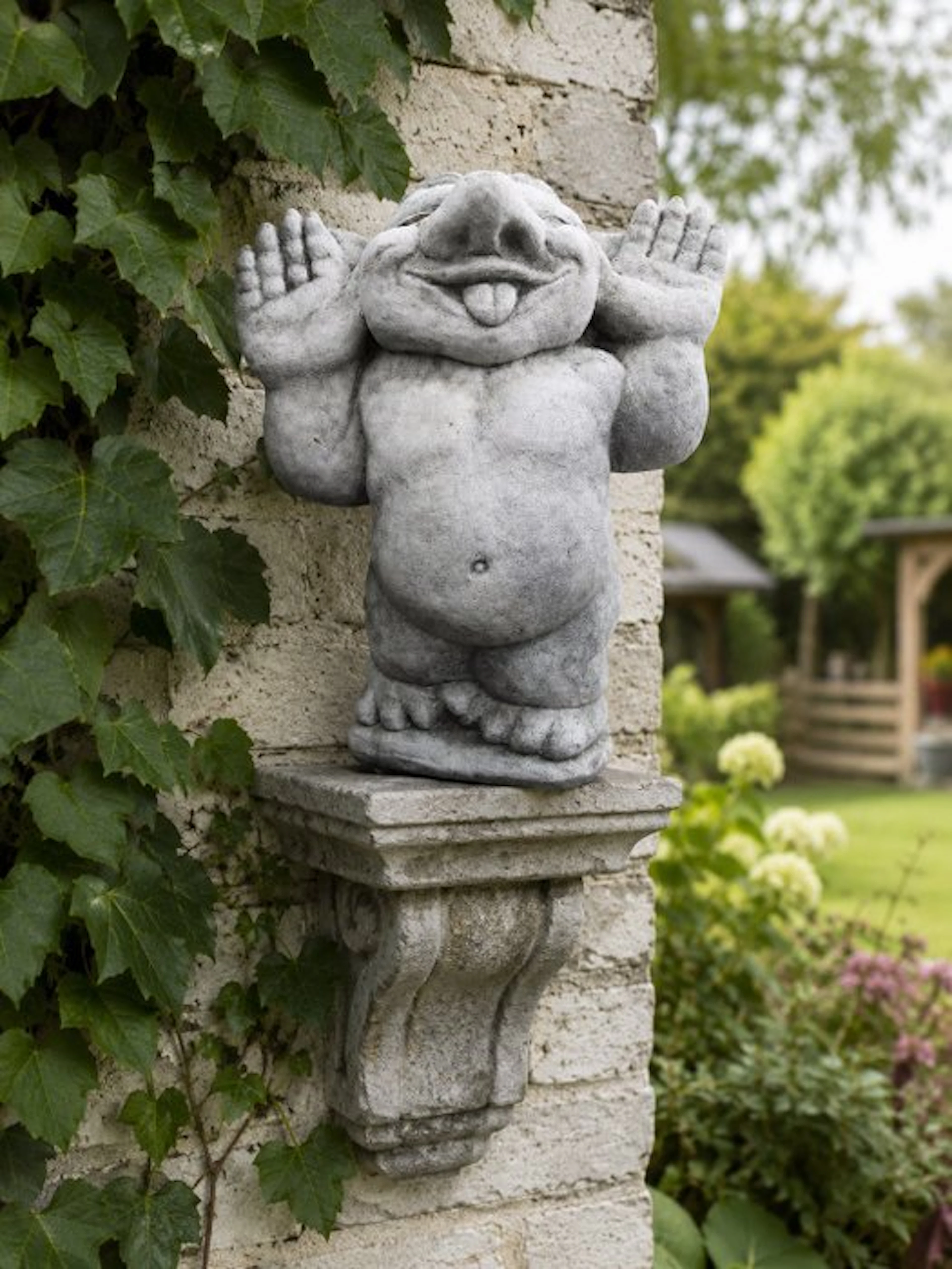 Statue, garden statue of a troll mythical creature - 25 cm - cast stone