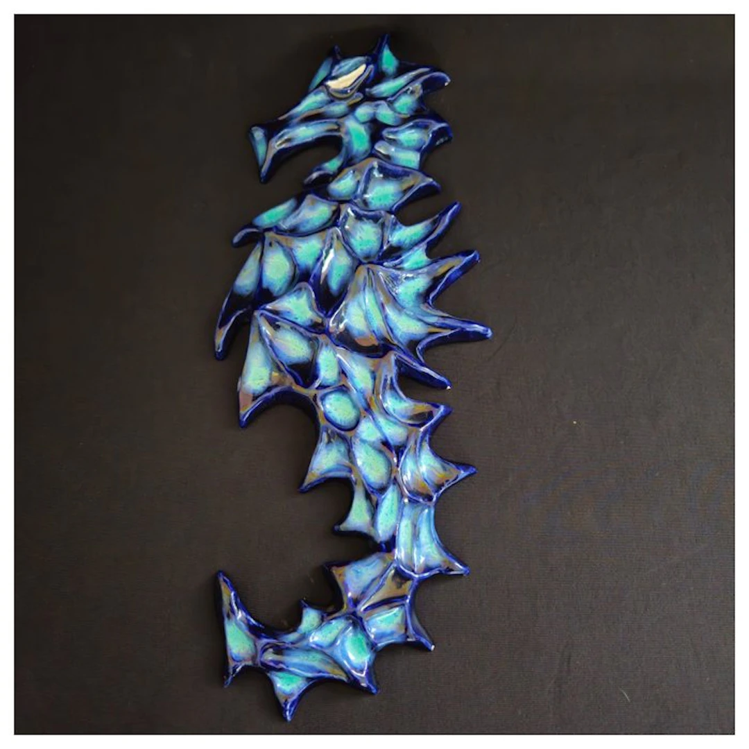 Wall decoration - Belgium - Vintage ceramic wall sculpture of a seahorse.