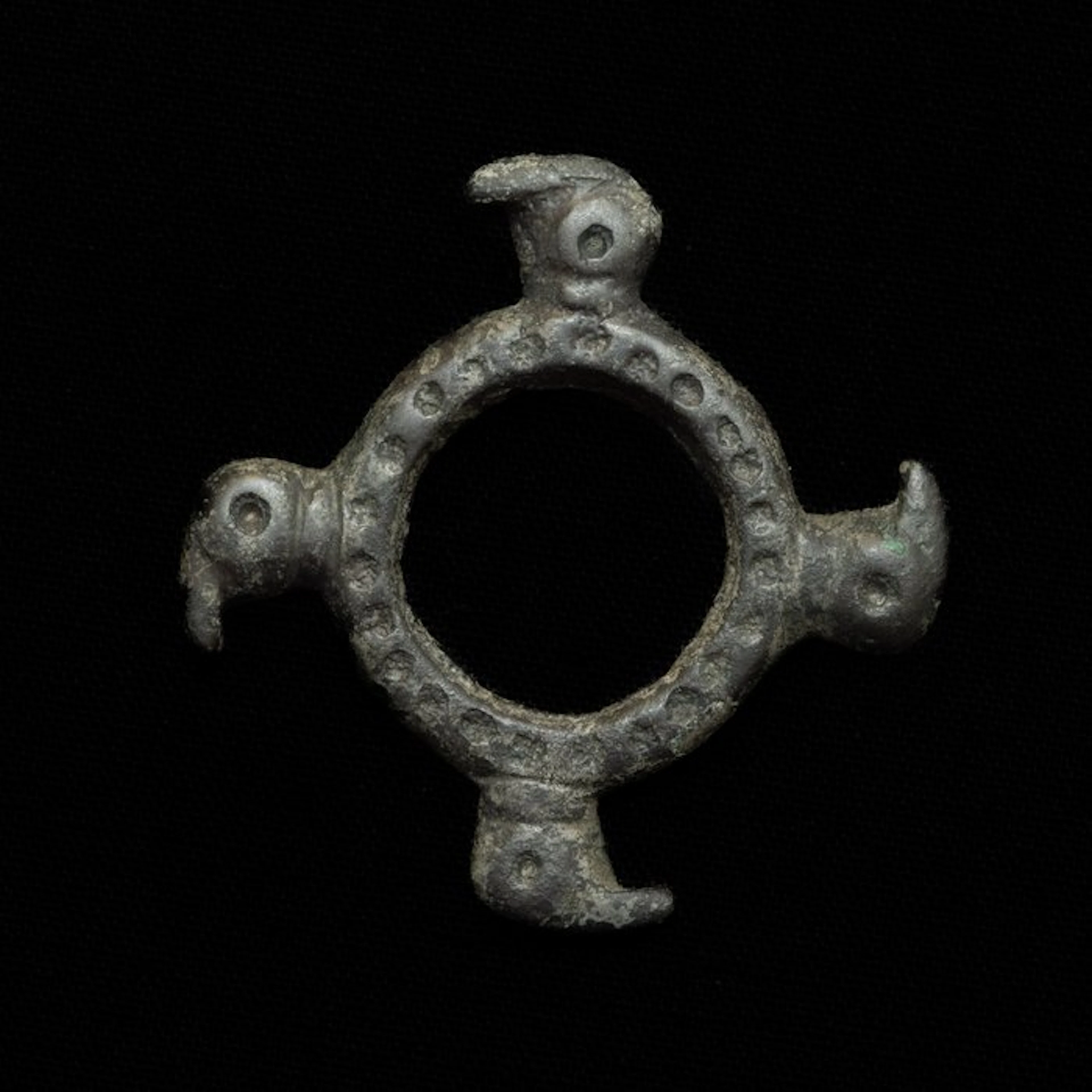 Viking Era Bronze Exceptional Amulet with Four Stylized...