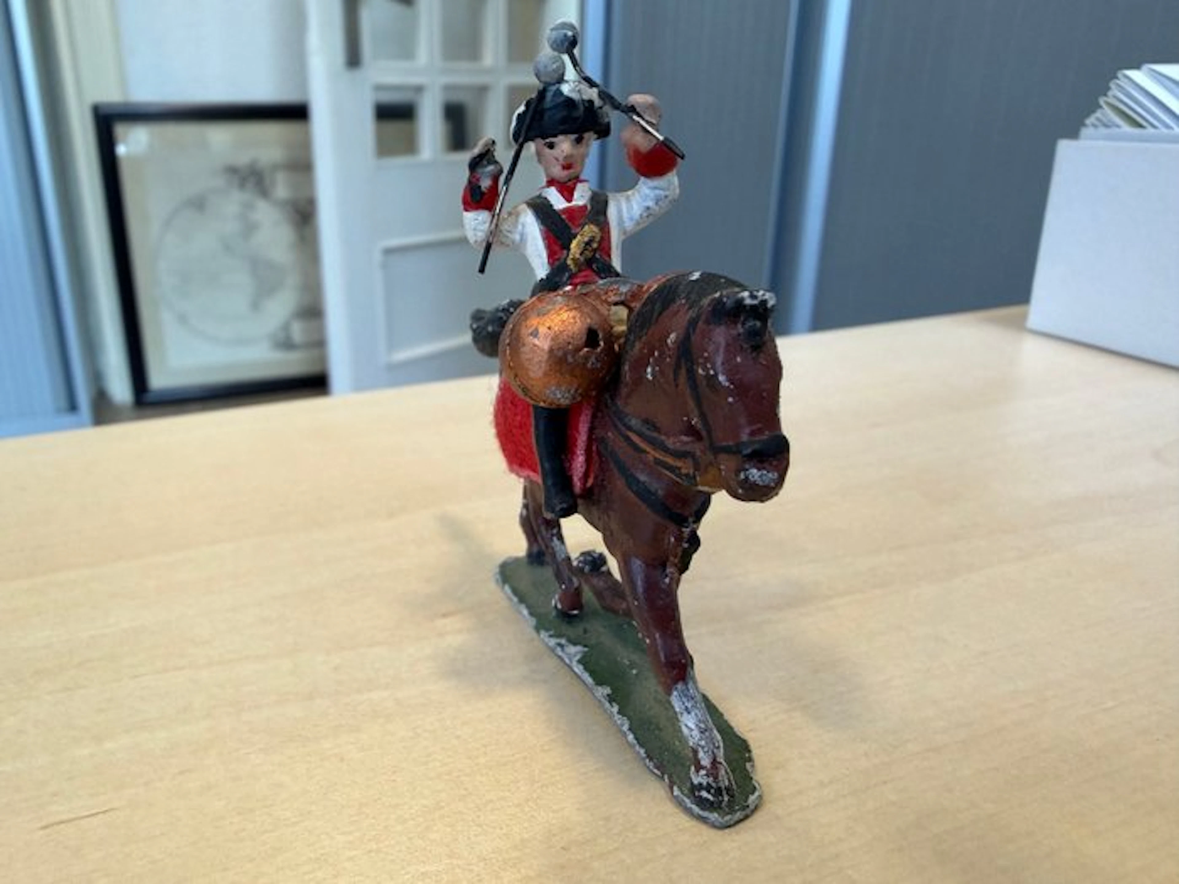 Pewter soldier - Set van 8 oude beschilderde metalen...