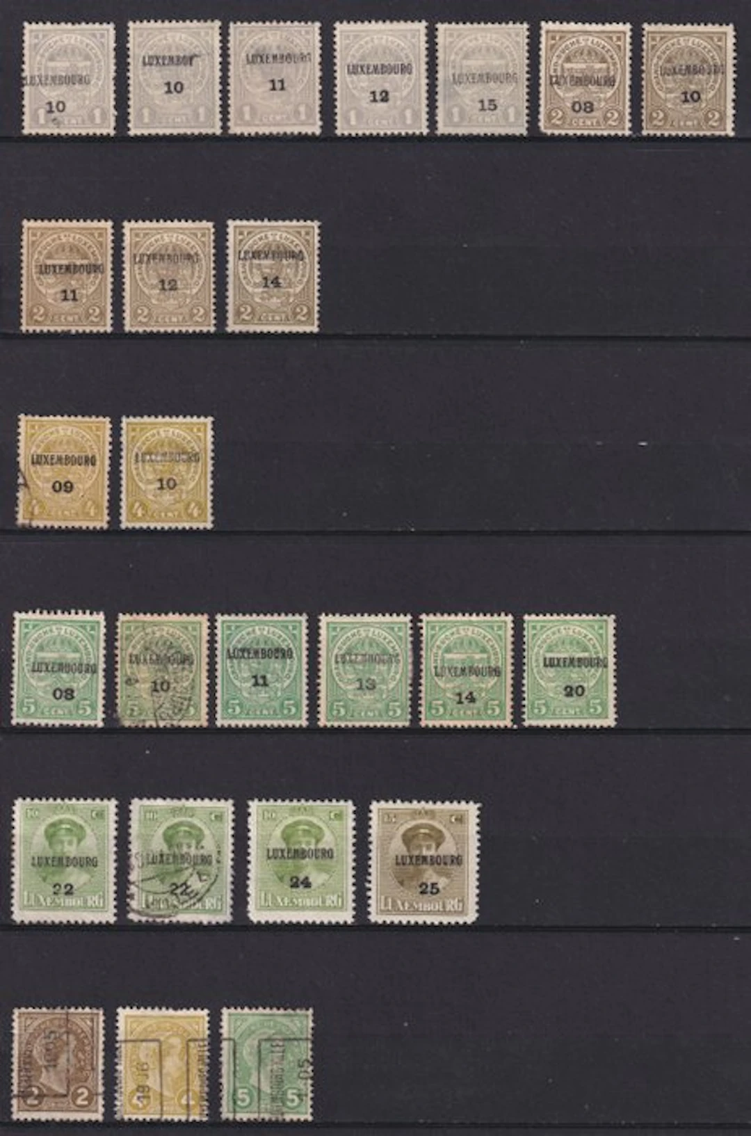 Luxembourg 1908/1925 - Small collection of 33 Luxembourg pre-obliterated stamps