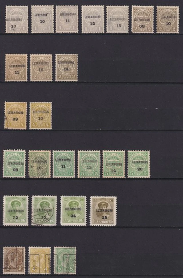 Luxembourg 1908/1925 - Small collection of 33 Luxembourg pre-obliterated stamps