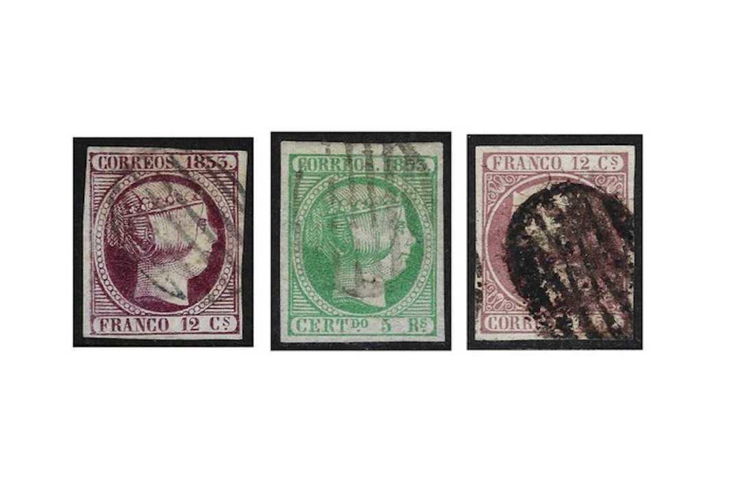 Spain 1852/53 - Isabel II 12c & 5r - Edifil Nº 13,18 & 20
