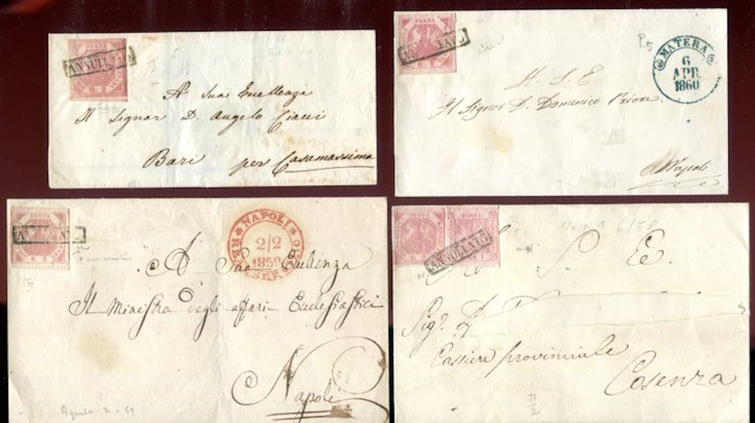 Italian Ancient States - Naples 1858 - A small set of franked documents