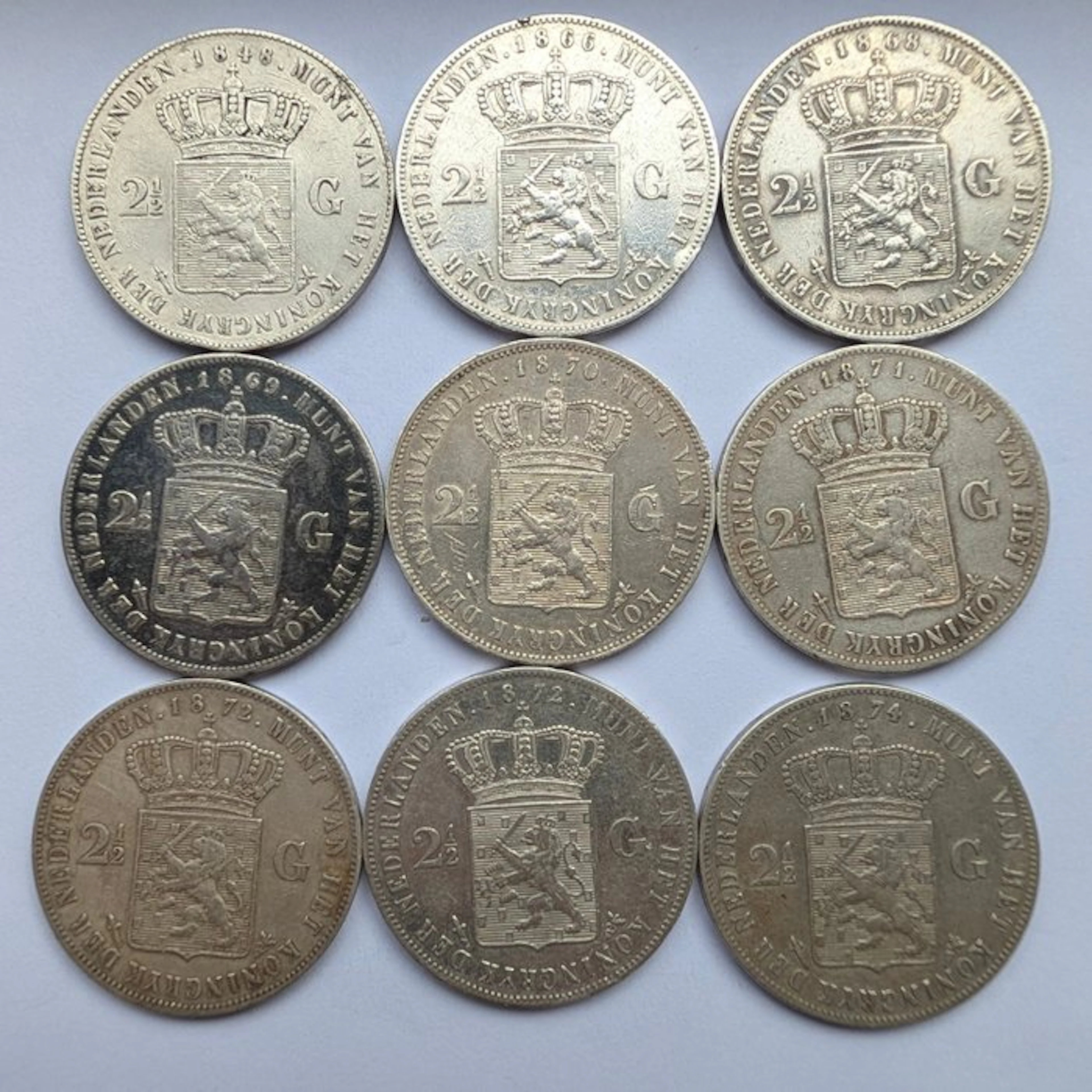 Netherlands. Willem III. 2 1/2 Gulden 1848-1874