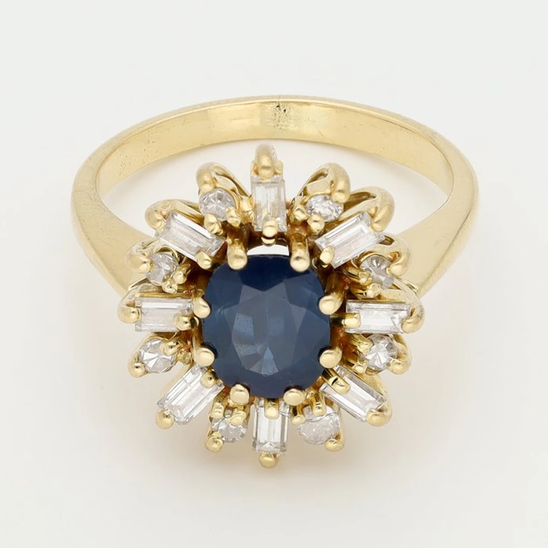 Ring - 18 kt. Yellow gold Sapphire - Diamond