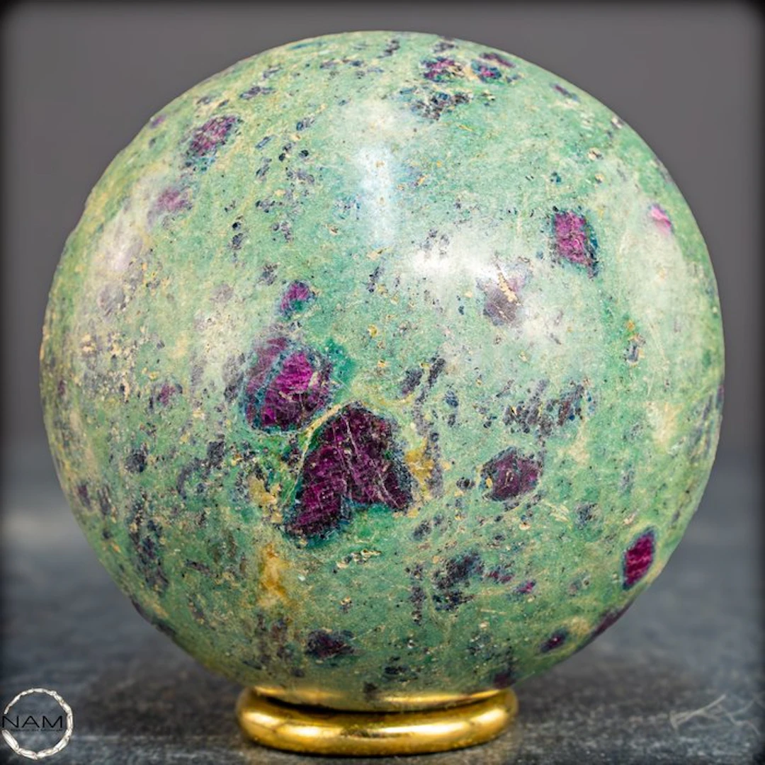 Natural ruby in fuchsite sphere – a rare color...