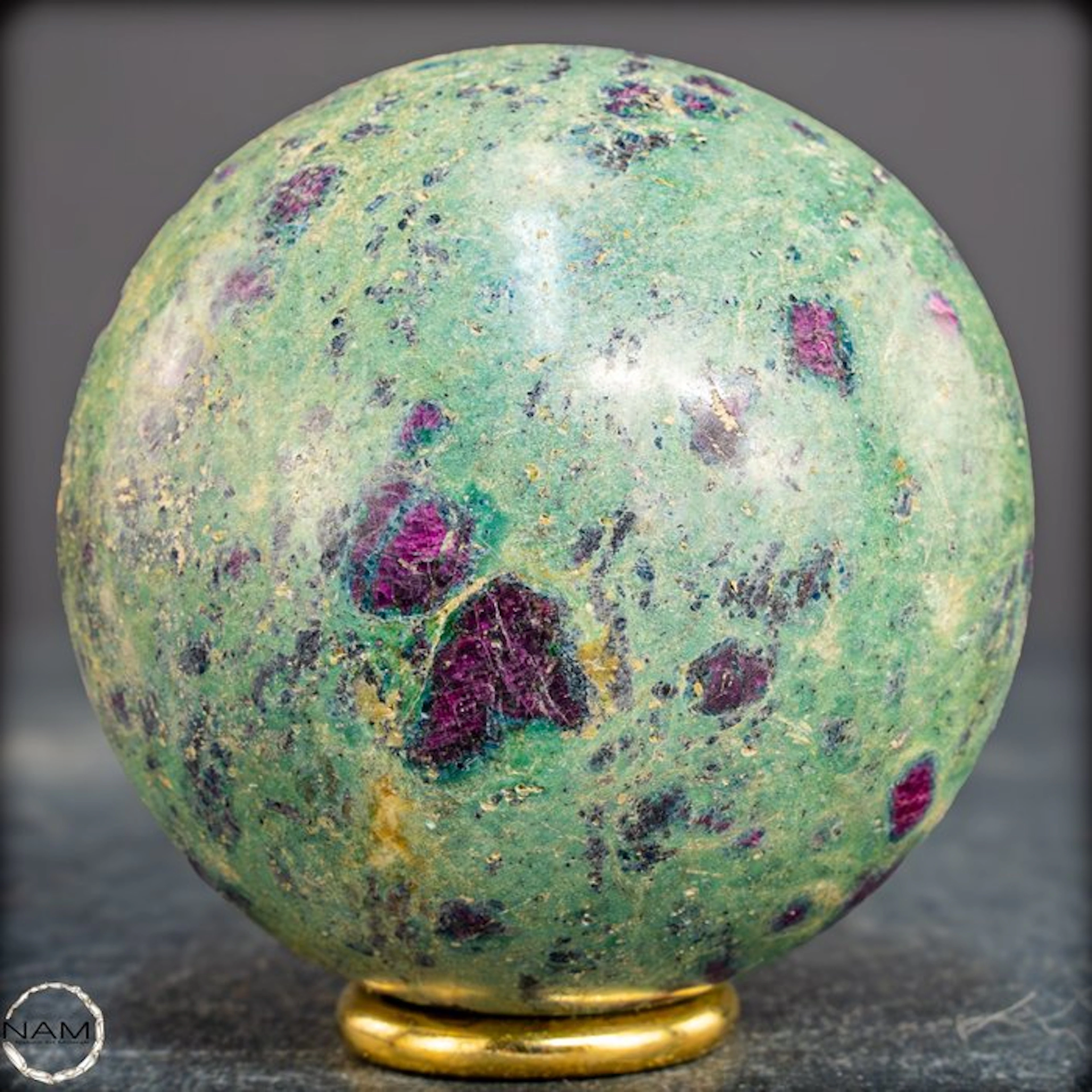 Natural ruby in fuchsite sphere – a rare color...