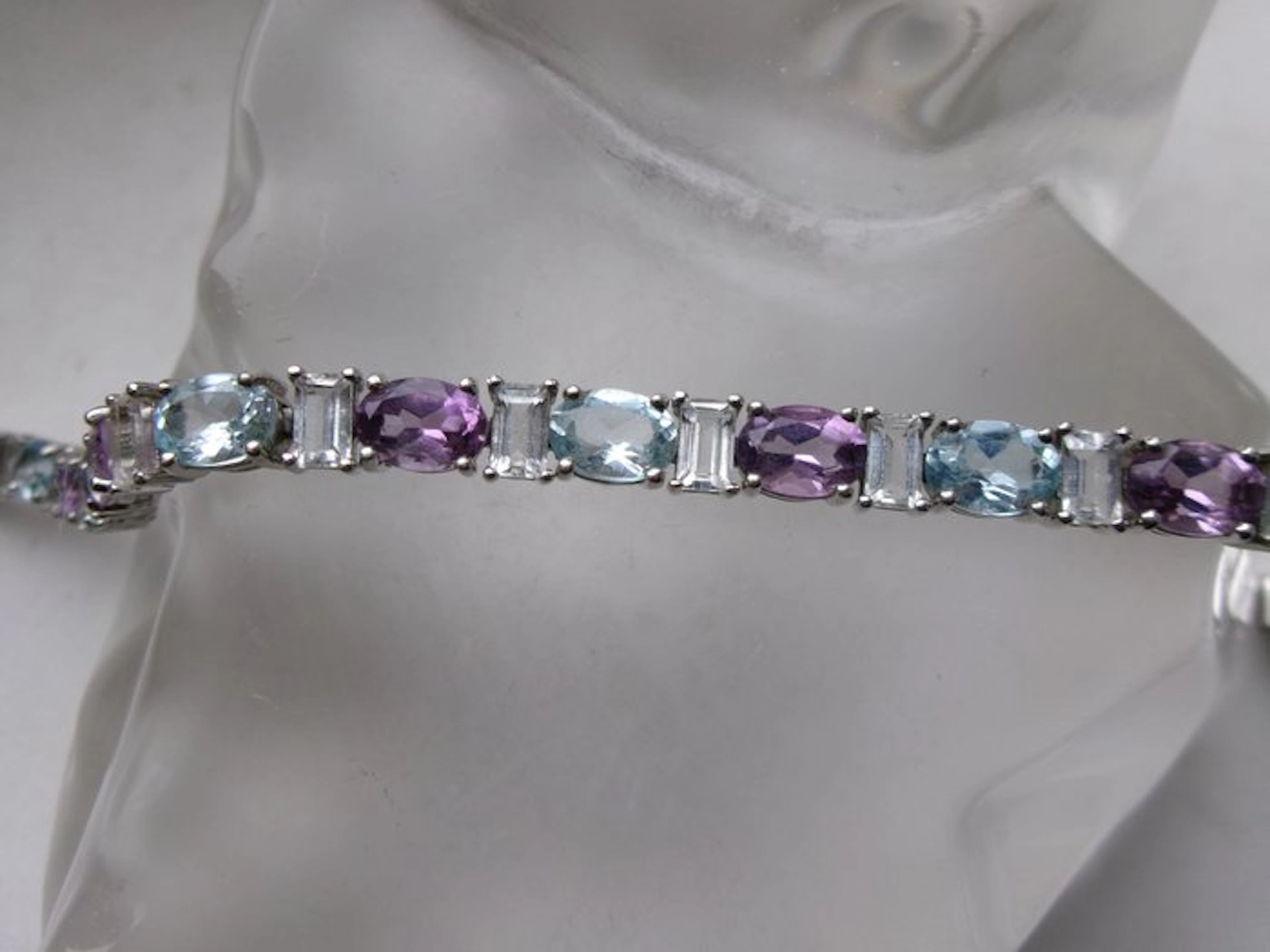 Silver, Topaz & Amethyst - Bracelet - Art Deco Style