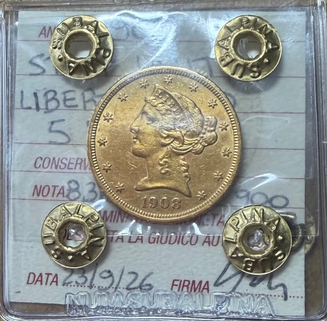 United States. 5 Dollars 1908 "Liberty Head"