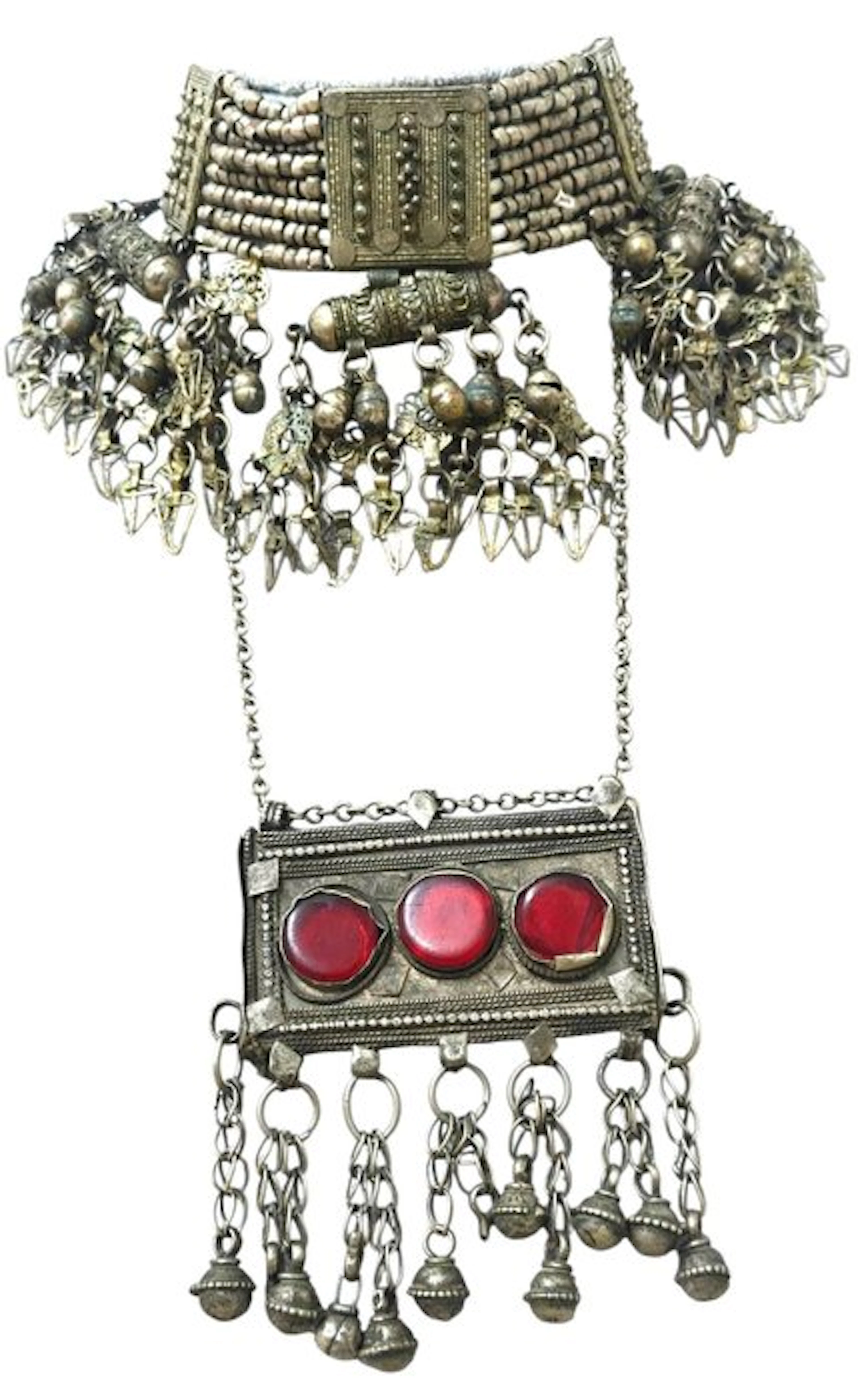 Bedouin choker necklace - Silver, Copper - Yemen - first half 20th century