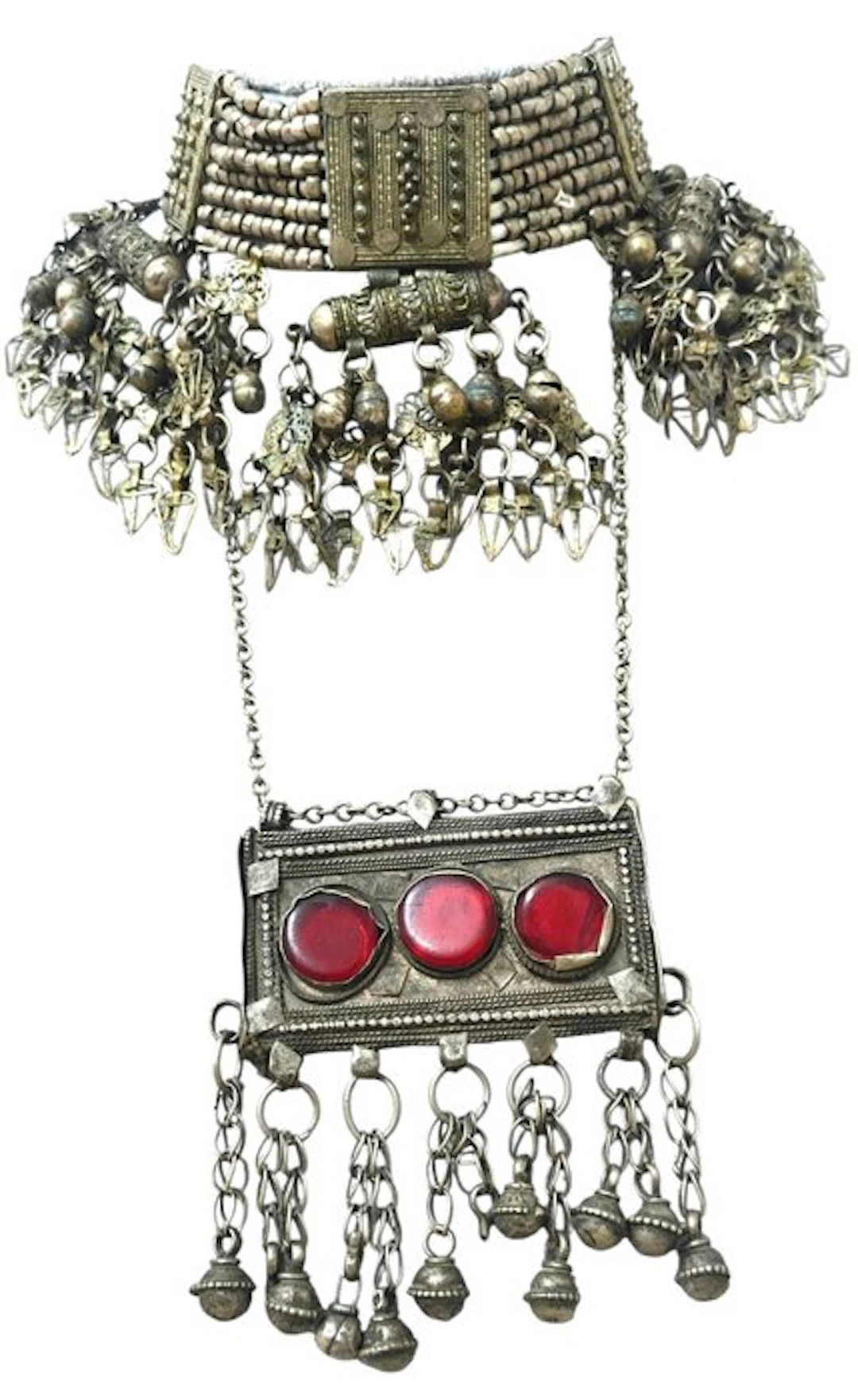 Bedouin choker necklace - Silver, Copper - Yemen - first half 20th century