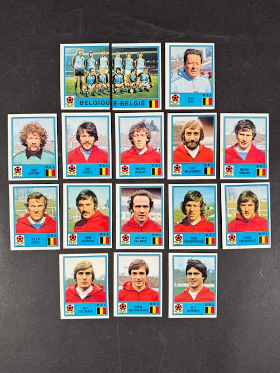 1980 Panini #160/175 Europa 80 - Belgium complete team - 16 Sticker - Mint (M)