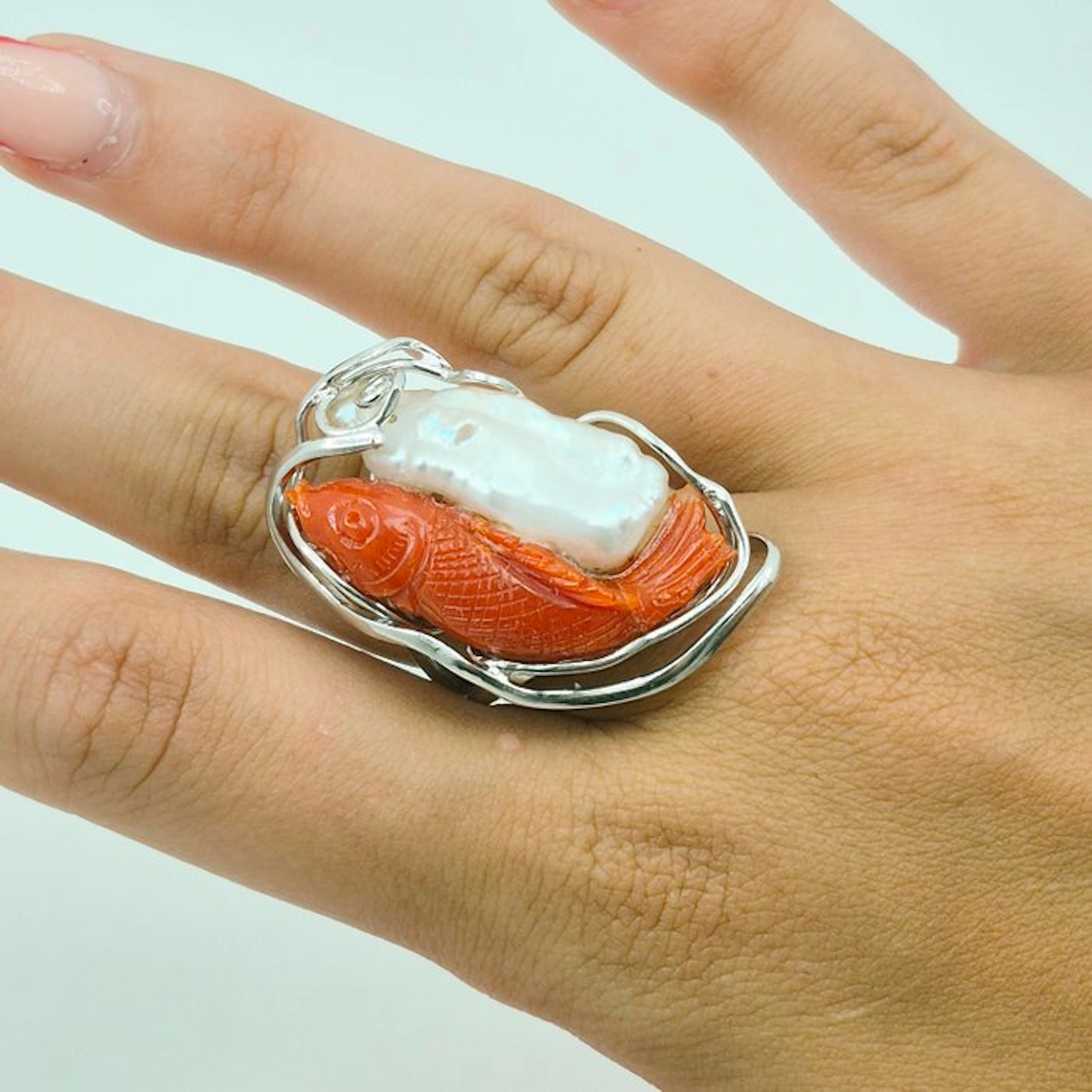 Coral - Silver - Ring - CORALLO MEDITERRANEO