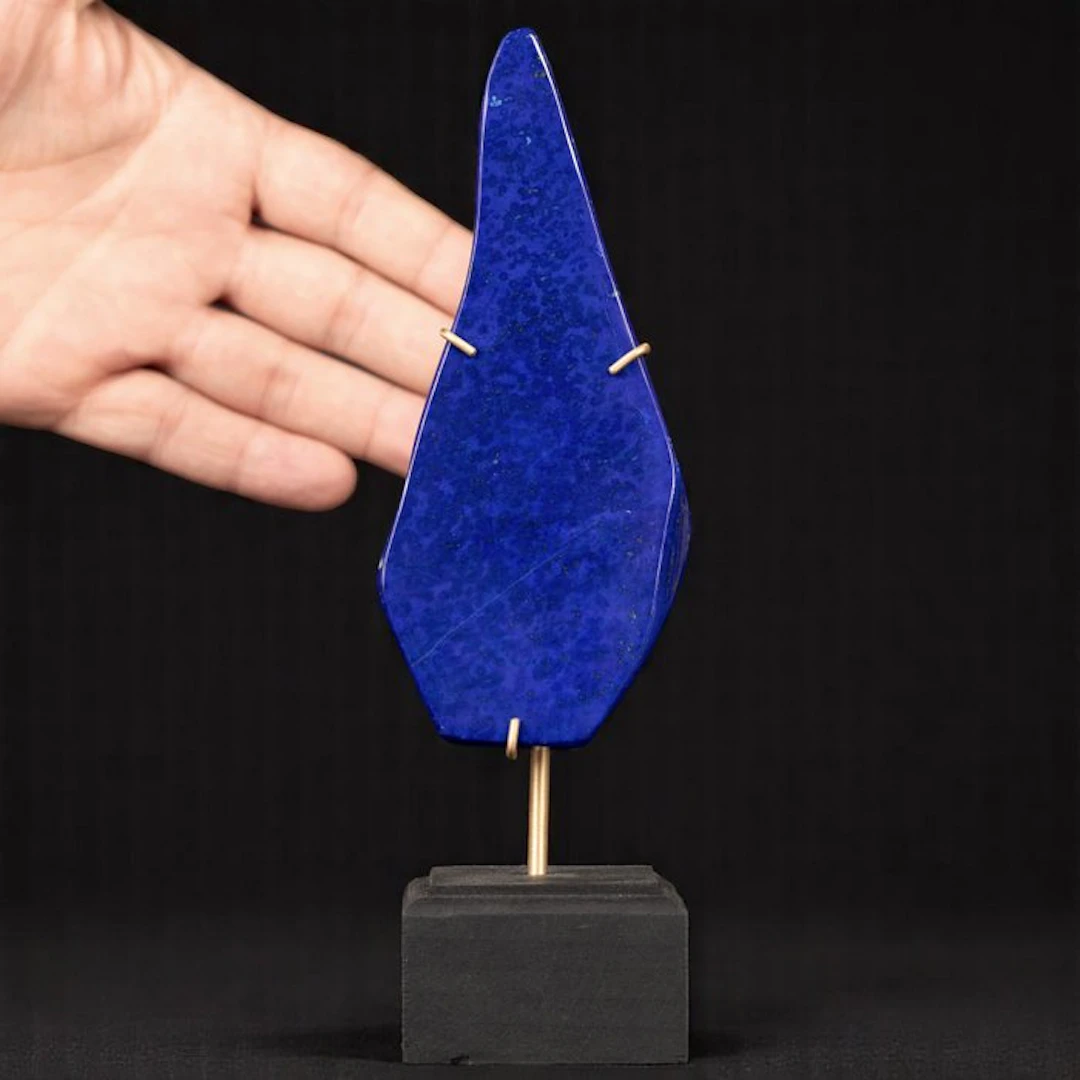 Lapis Lazuli Slab on Decorative Brass Base - Height: 220...