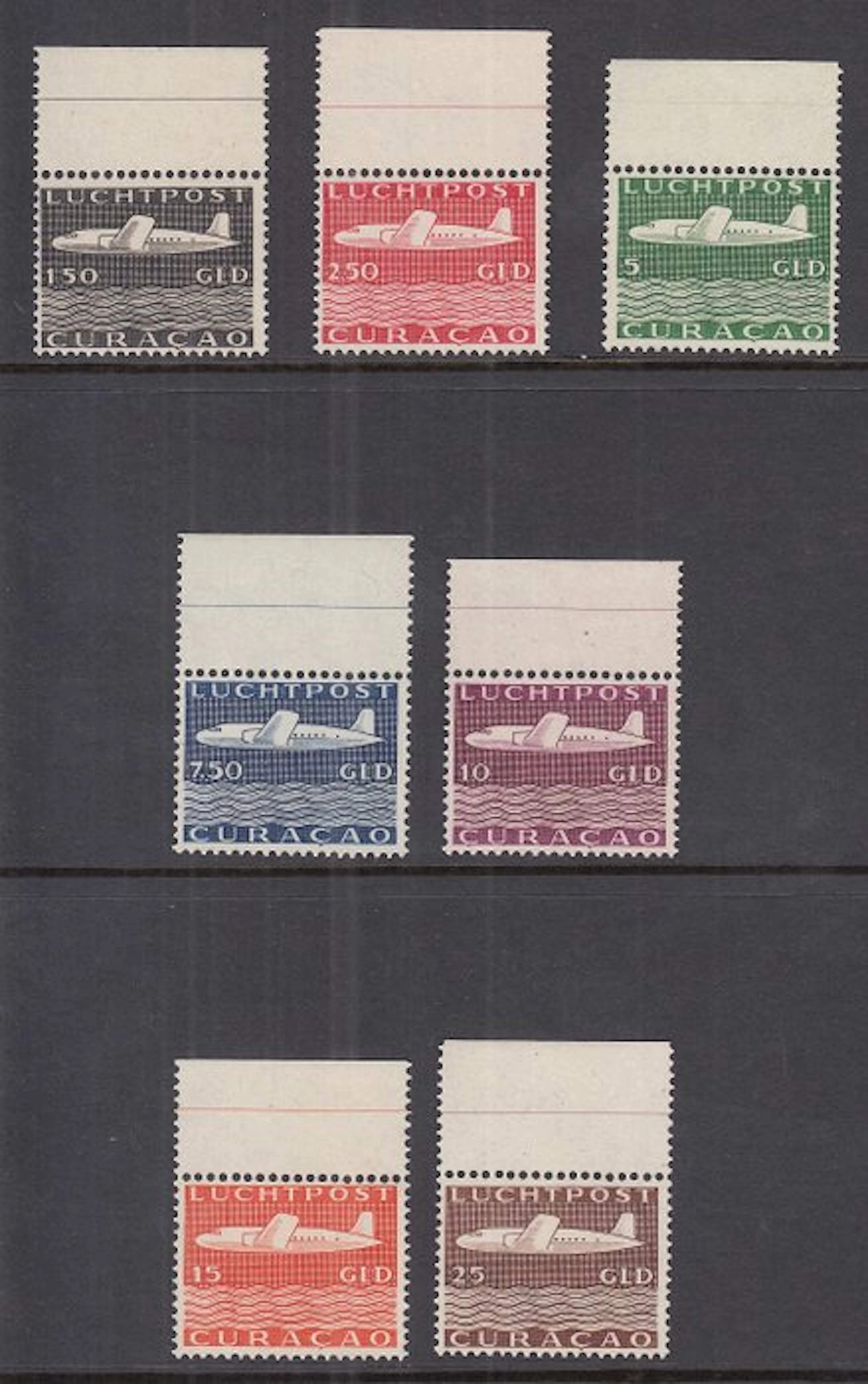 Curaçao 1947 - Airmail airplanes - NVPH LP82/LP88
