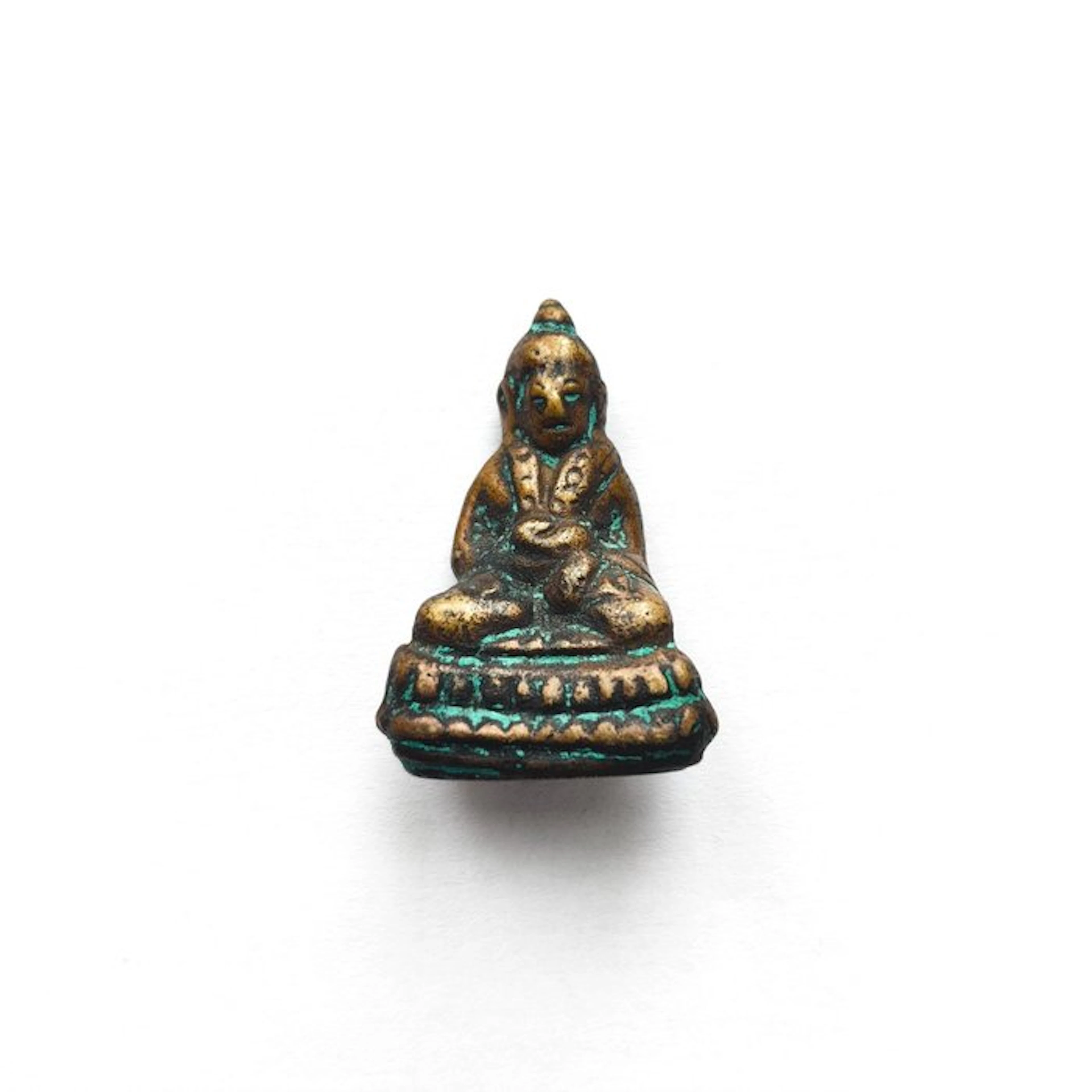Ancient Indochinese Bronze XS Sitting Buddha Bead Talisman - 31 mm
