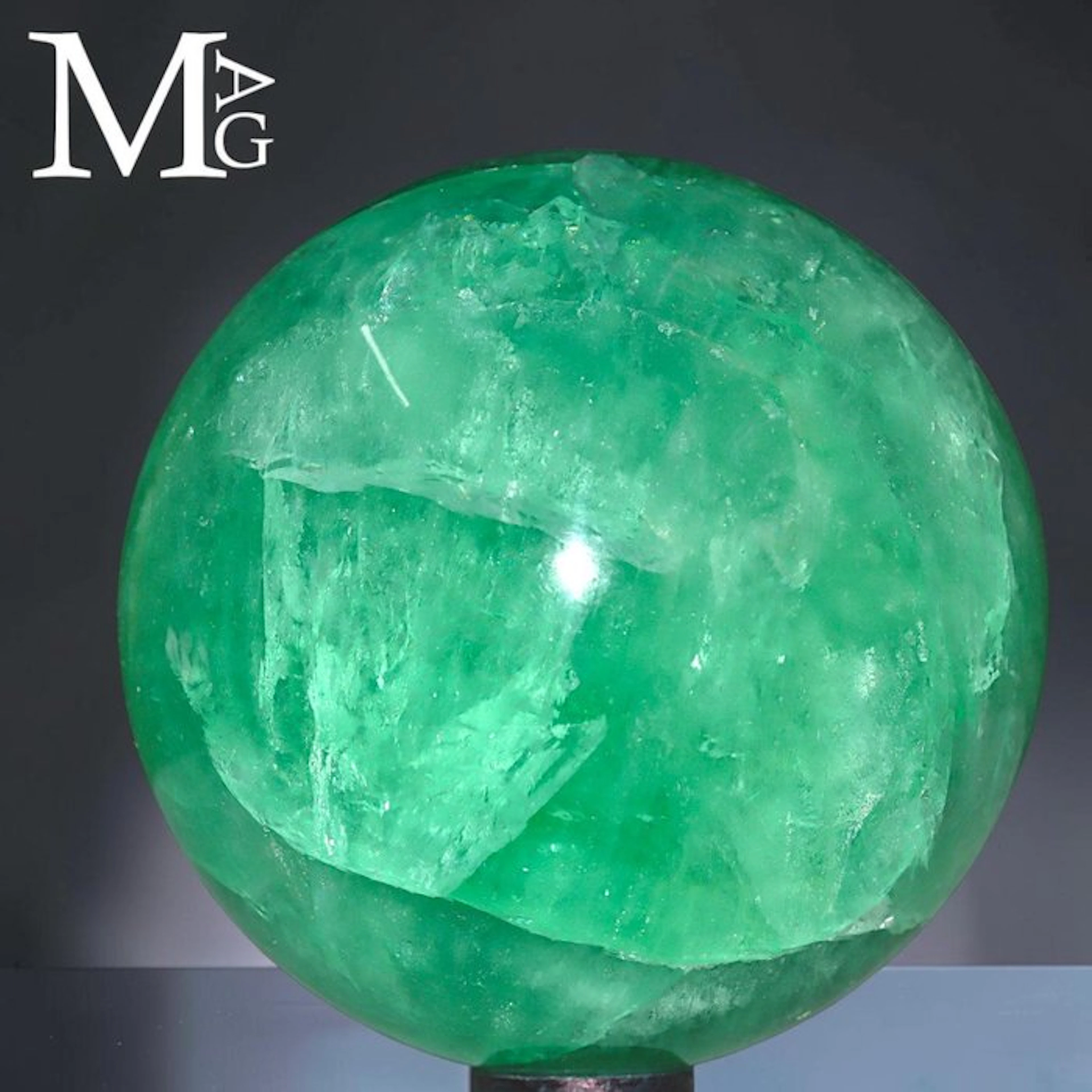 Natural Green Fluorite Crystal Large Carved Green...