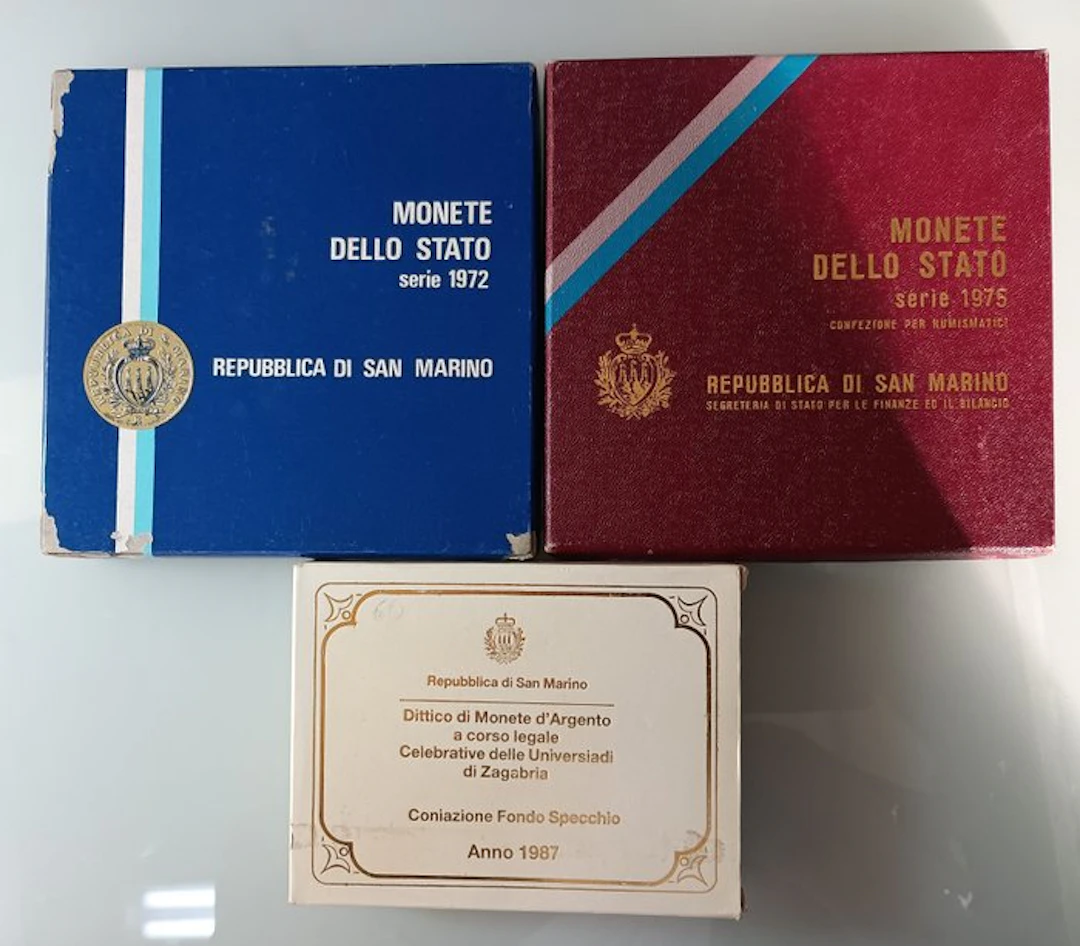 San Marino. Lotto 2 Serie Divisionali + Dittico Proof 1972-1975-1987