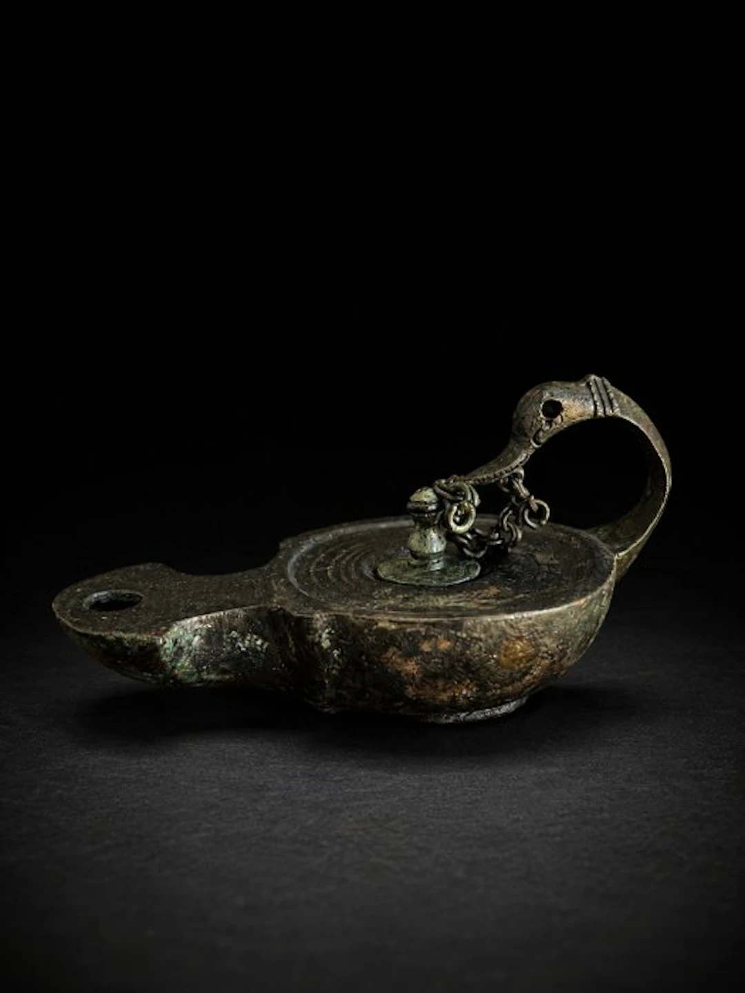 Ancient Roman, Empire Bronze Lamp - 13.8 cm - Roman lamps