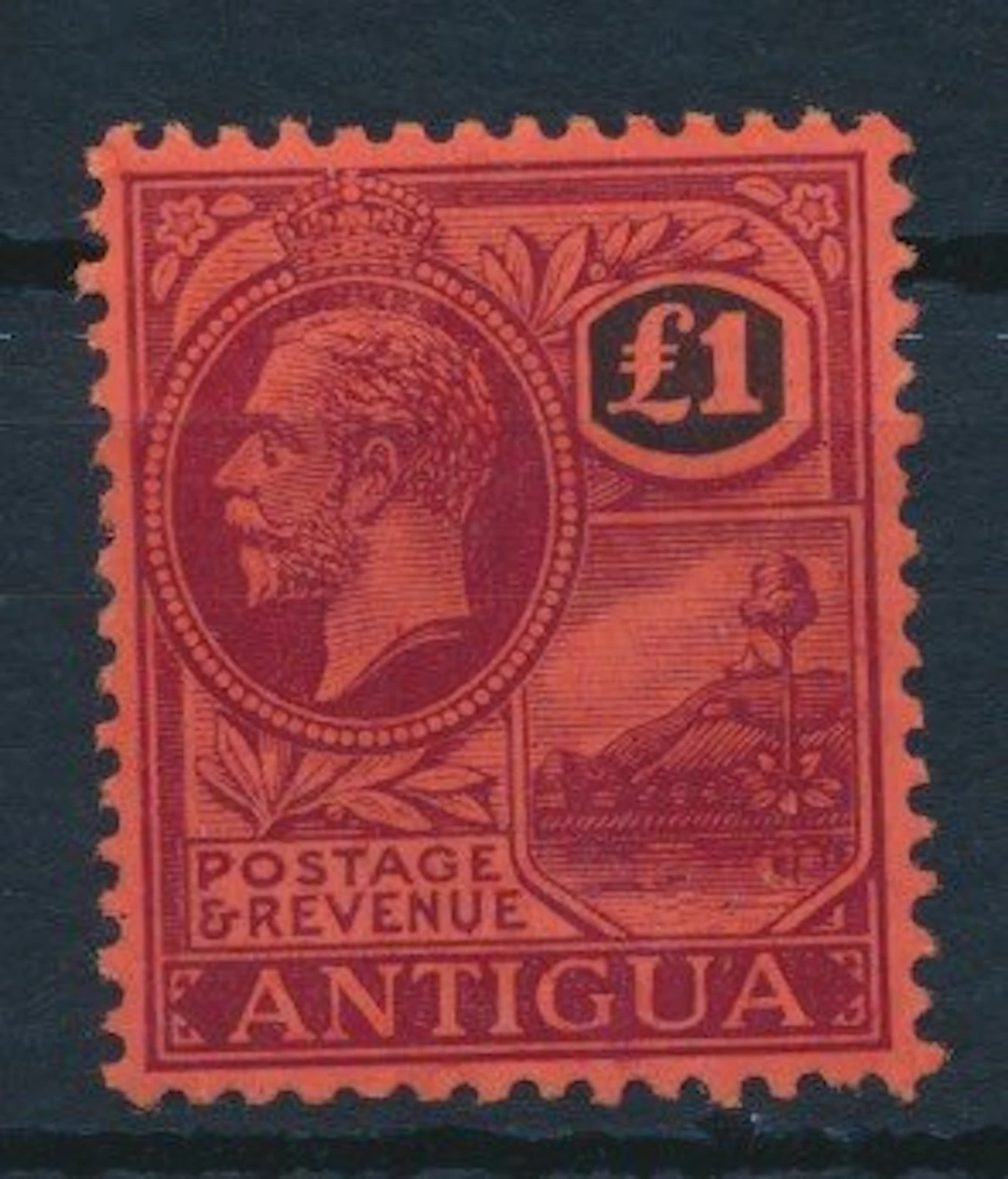 Antigua 1921 - King George, 1 pound on red paper - Stanley Gibbons No. 61