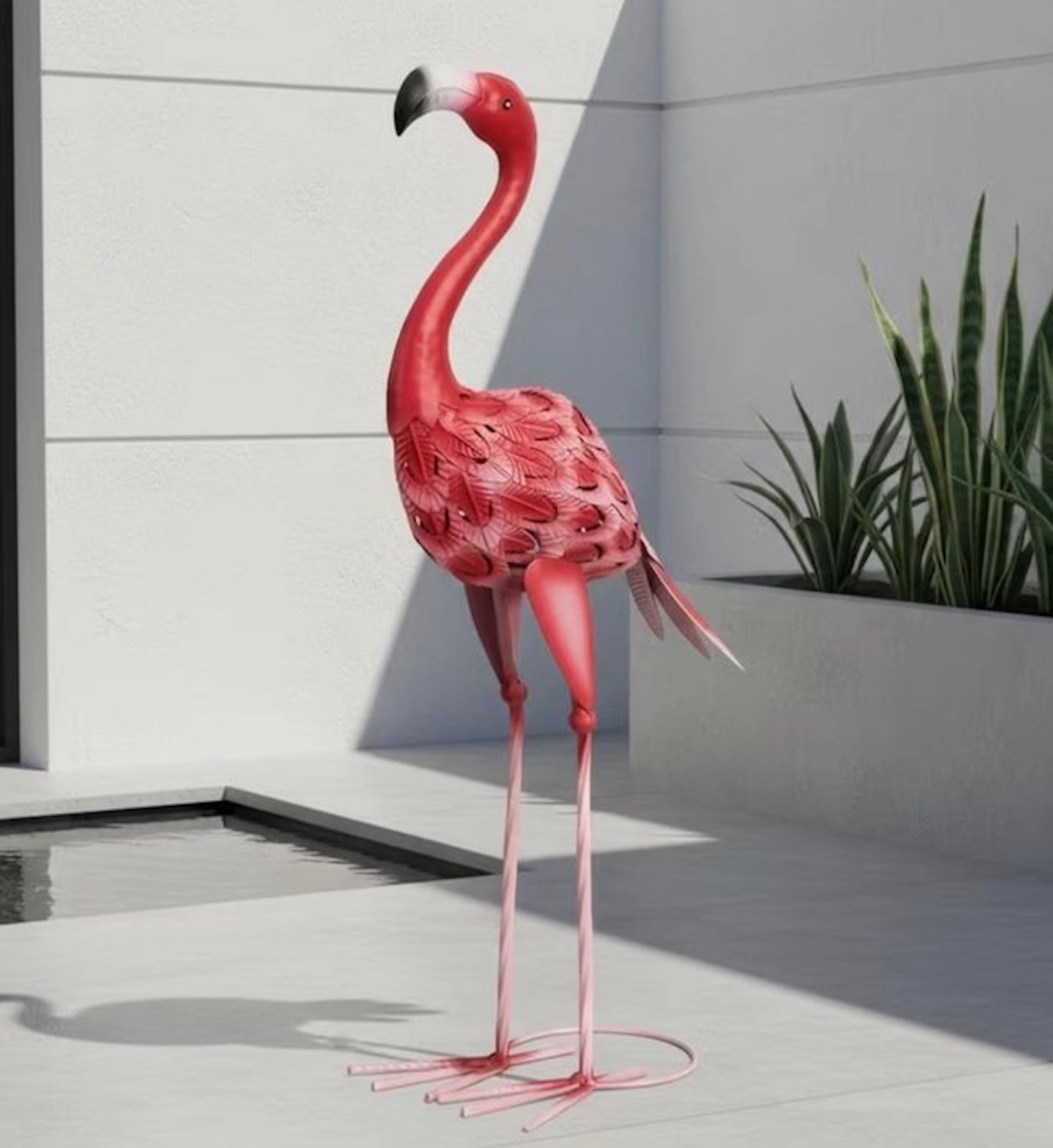 Figure - Metal Flamingo Garden Ornament - Metal