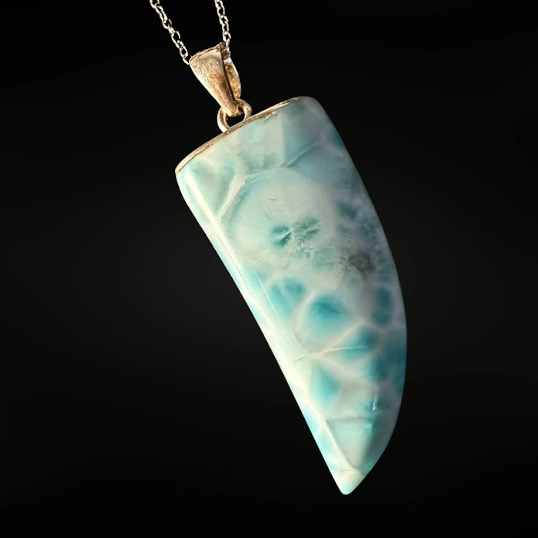 Magnificent Larimar Pendant - 925 silver Pendant - Height...