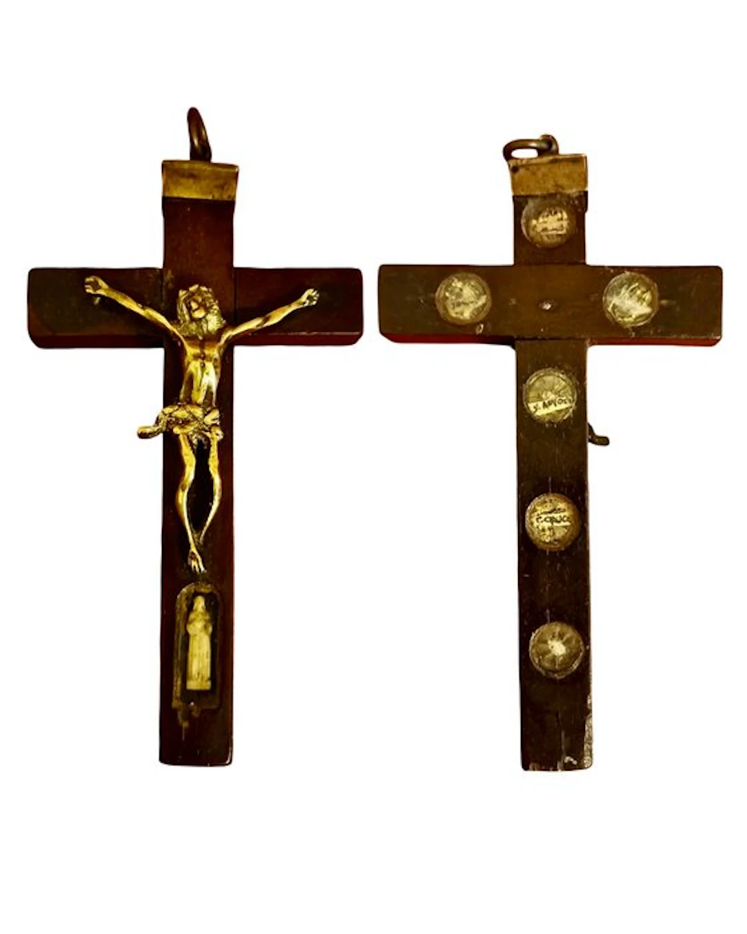 Reliquary - Wood, Bone - 1800-1850 - Ancient reliquary cross - 18 cm