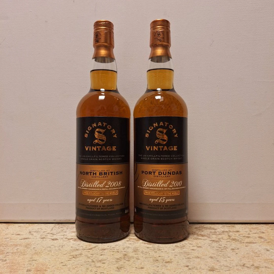 North British 2008 17yo + Port Dundas 2010 15yo - Signatory Vintage - 700 ml - 2 flaskor