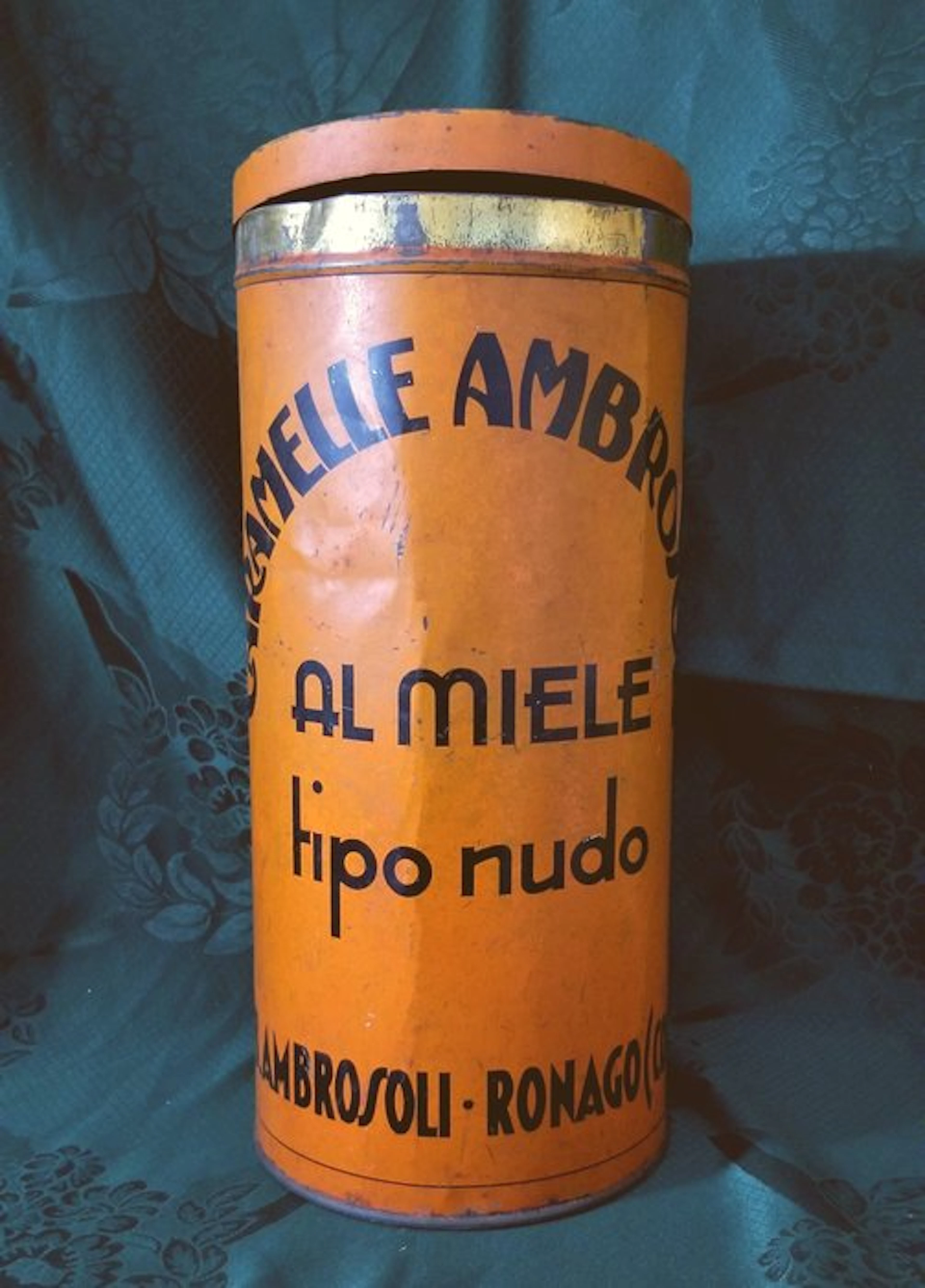 BARATTOLO PUBBLICITARIO IN LATTA CARAMELLE MIELE...