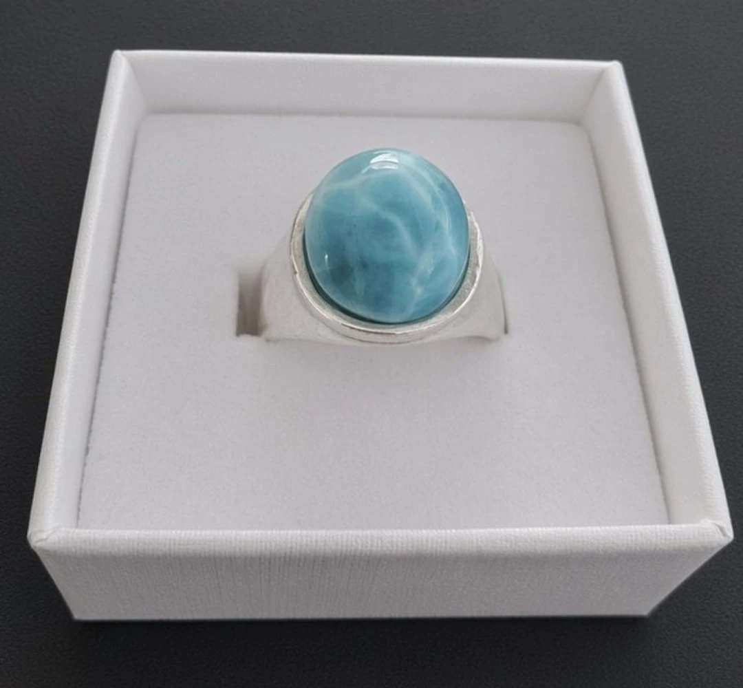 High-quality Larimar on solid 925 sterling silver