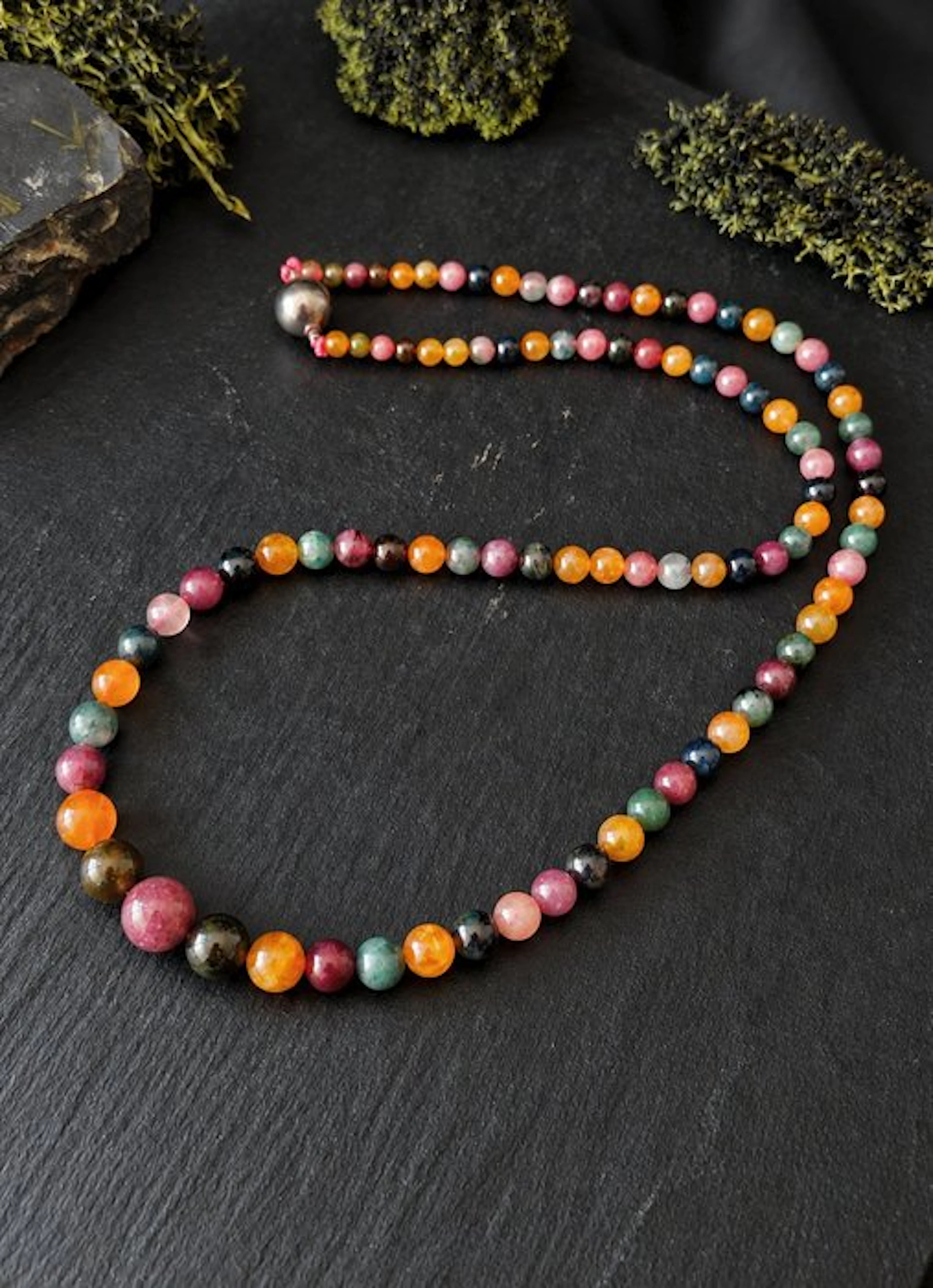 170 ct - Precious Rainbow Tourmaline Necklace - Multicolor Tones- 34 g - (1)