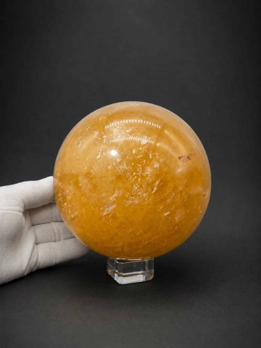 Collector’s Honey Calcite Sphere – Golden Yellow Natural...