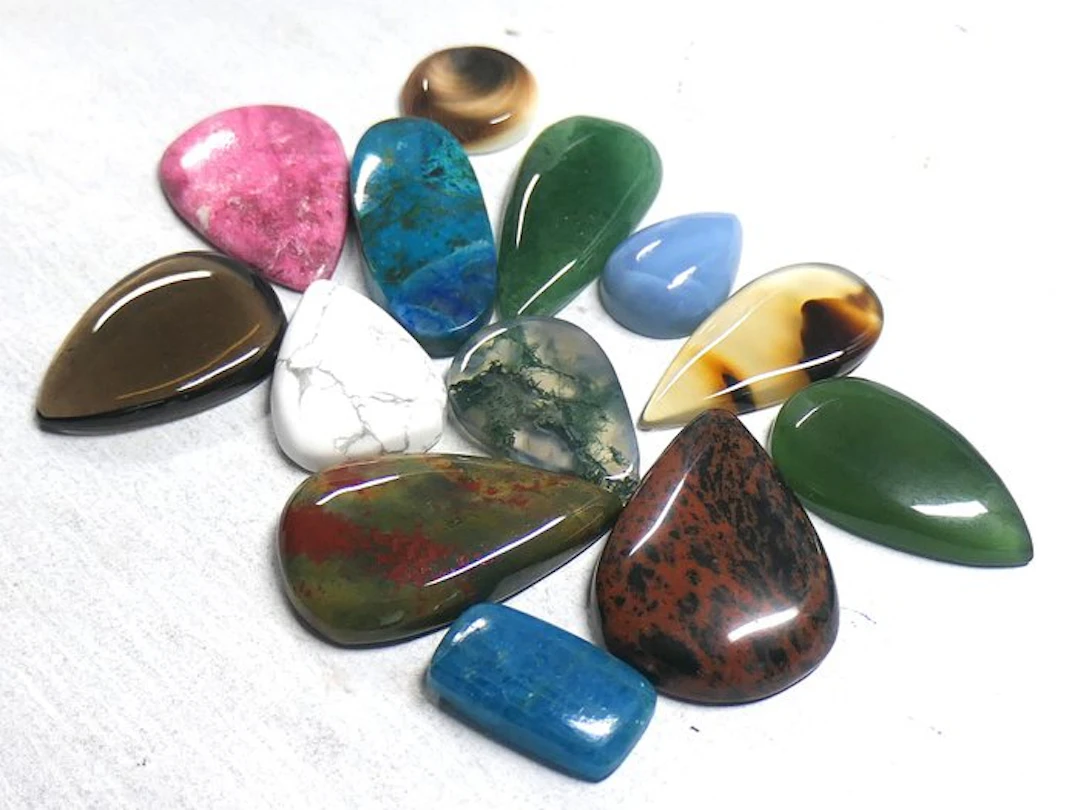 Set of superb 100% natural cabochons Cabochon- 35 g - (13)