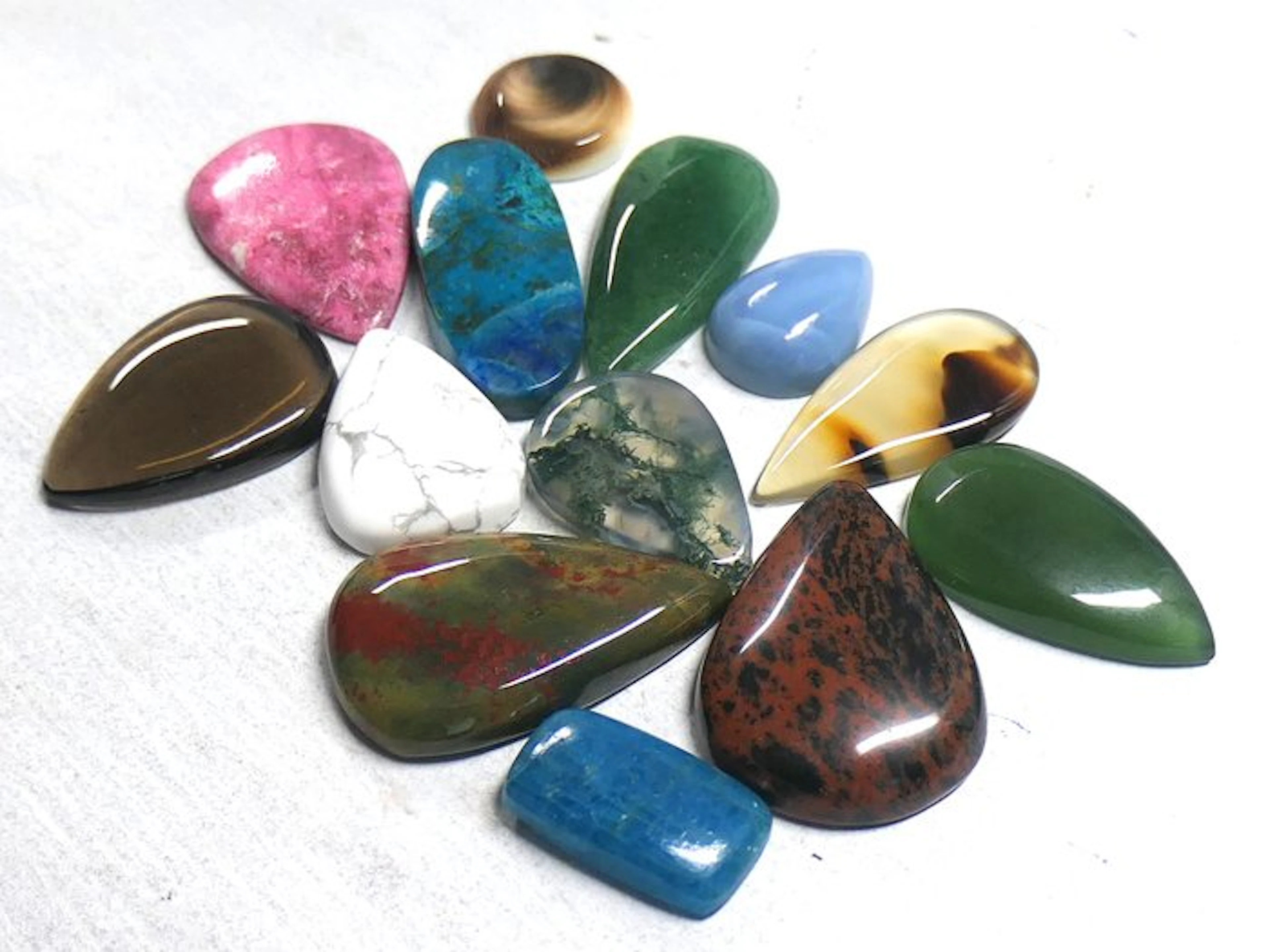 Set of superb 100% natural cabochons Cabochon- 35 g - (13)