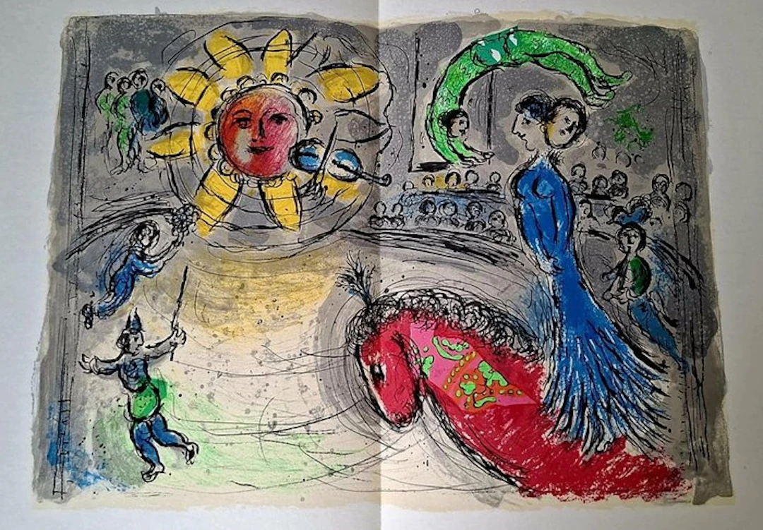 Marc Chagall (1887-1985) - Le cheval rouge + L'Acrobat Vert original