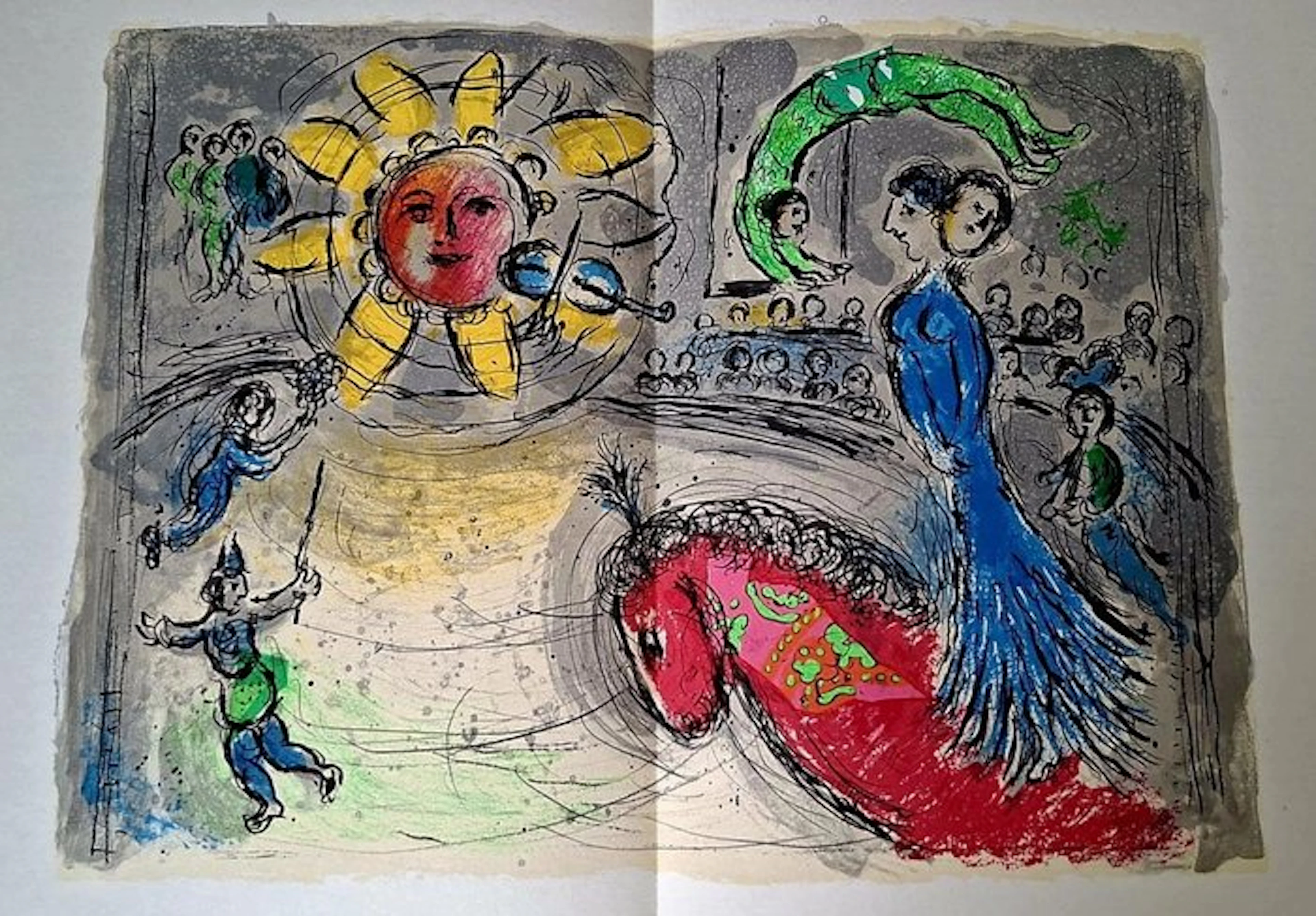Marc Chagall (1887-1985) - Le cheval rouge + L'Acrobat Vert original