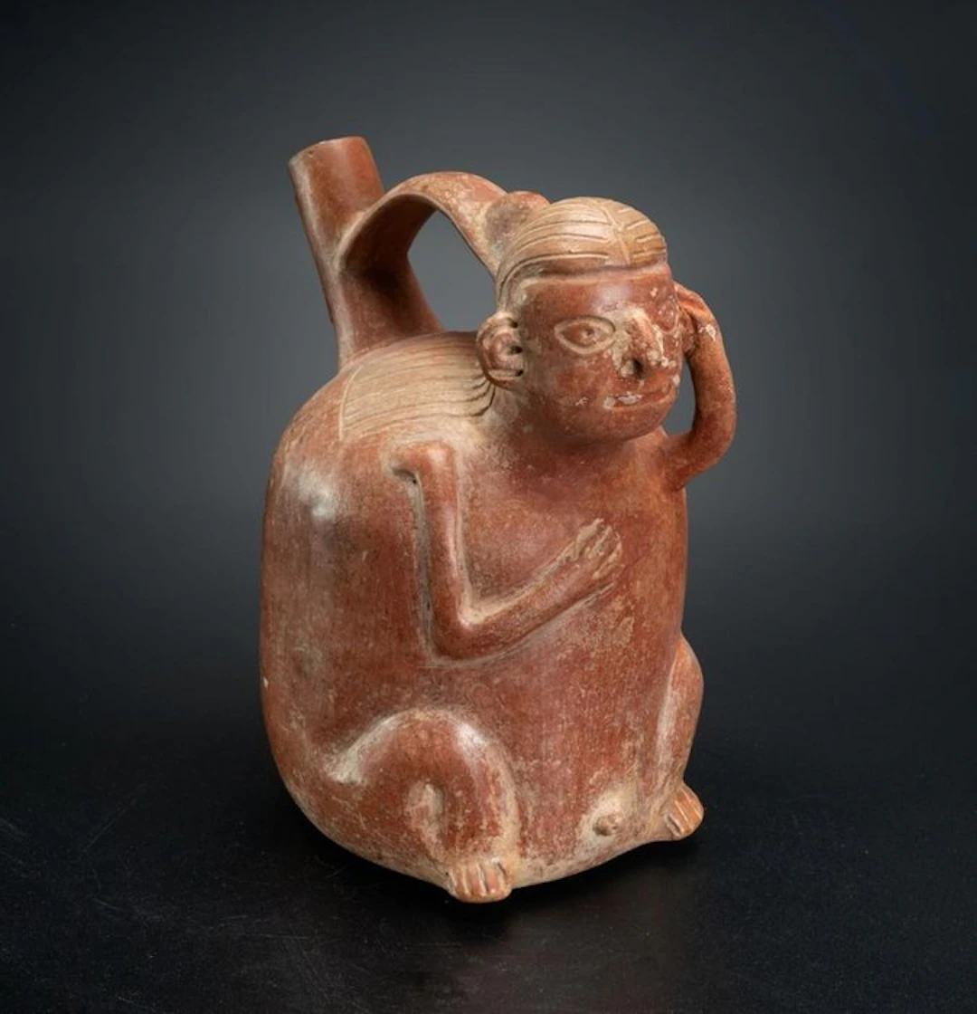 Pre-Columbian. Salinar Ceramic Antropomorphic Vessel With Spanish