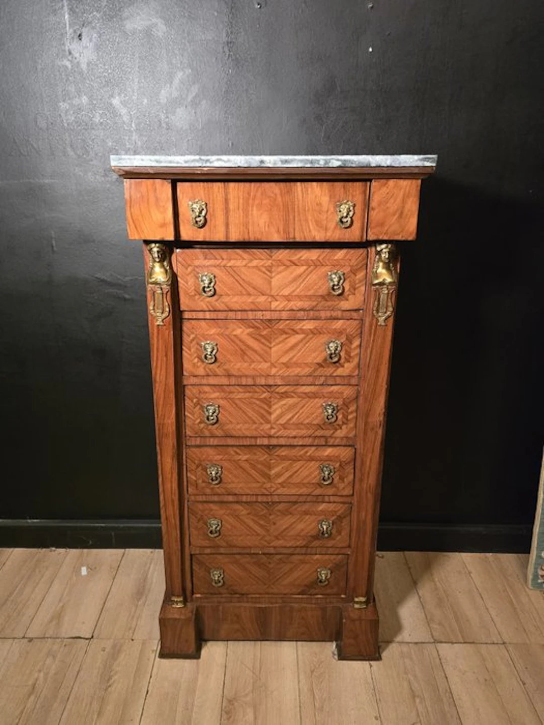 Chest of drawers - Wood, Marble, Bronze