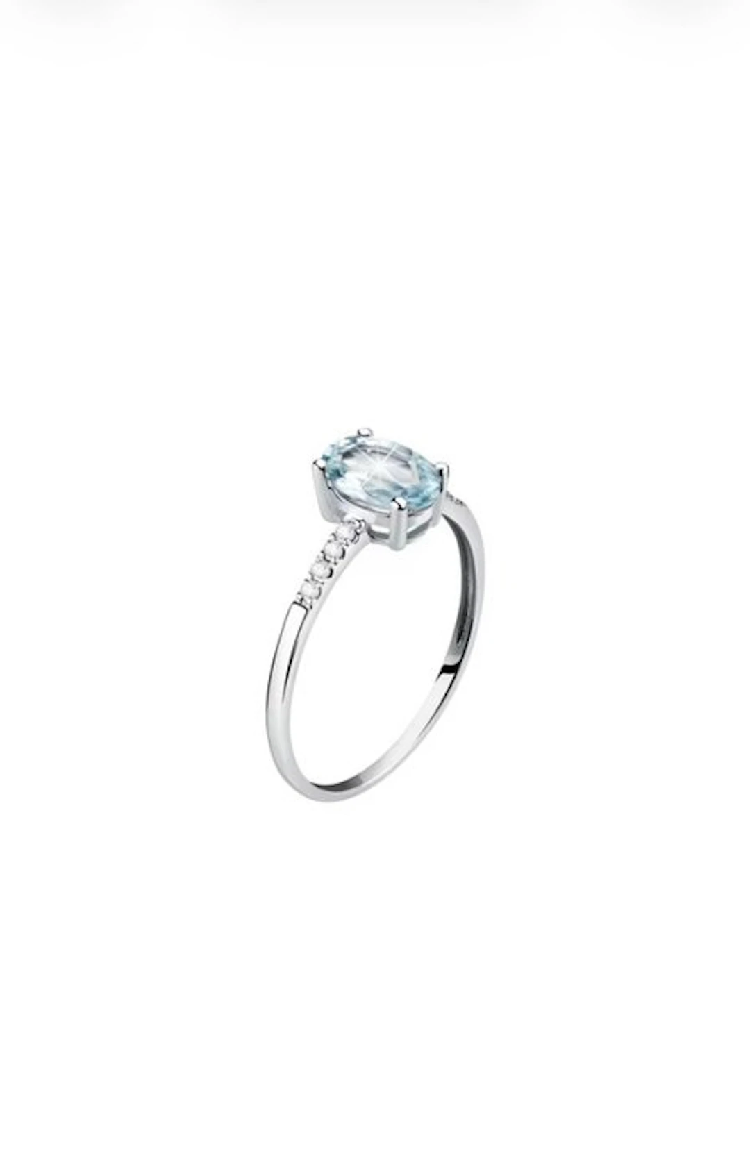 No reserve price - Ring - 18 kt. White gold Aquamarine - Diamond