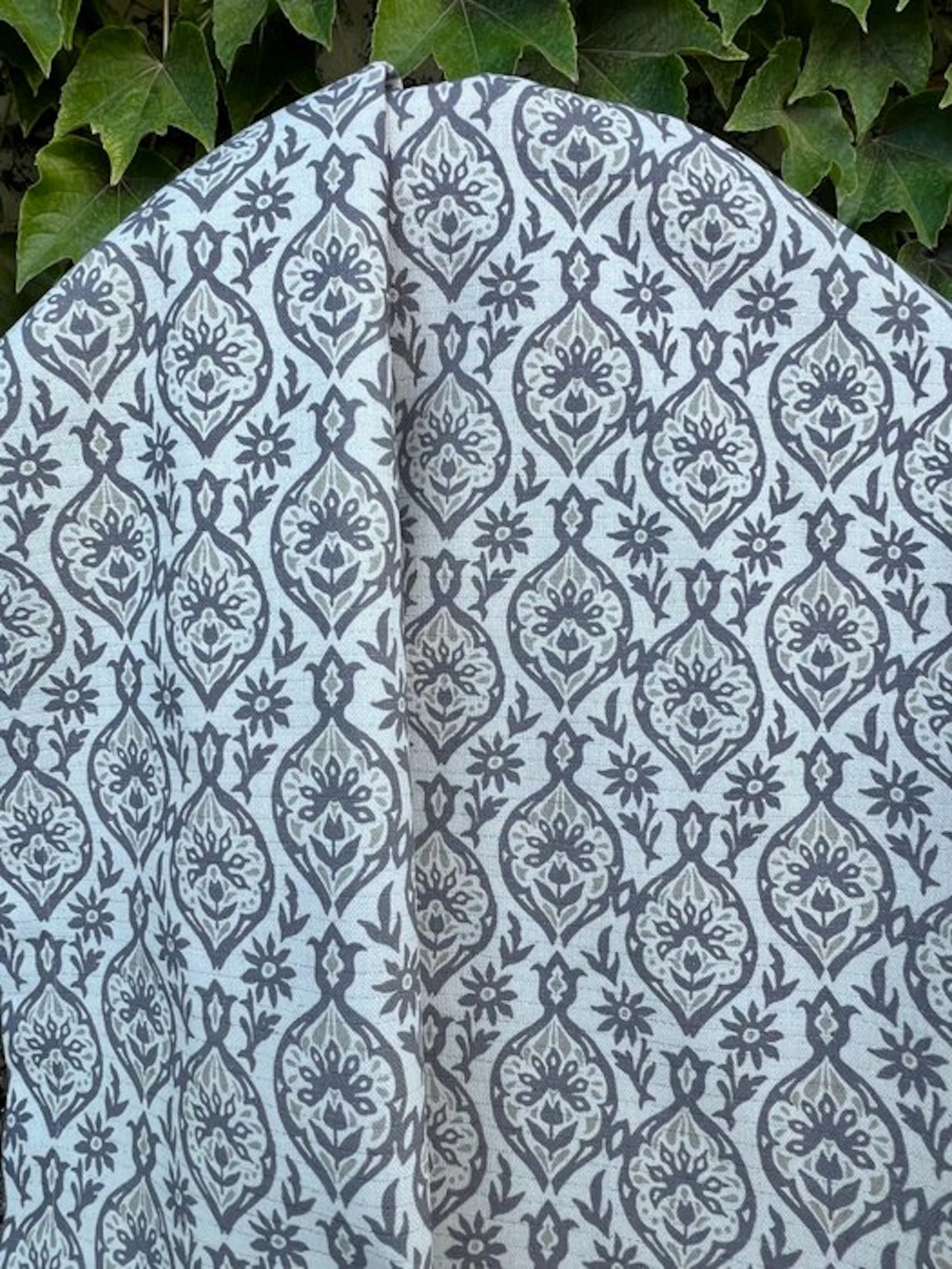 Exclusive ikat-printed fabric on linen