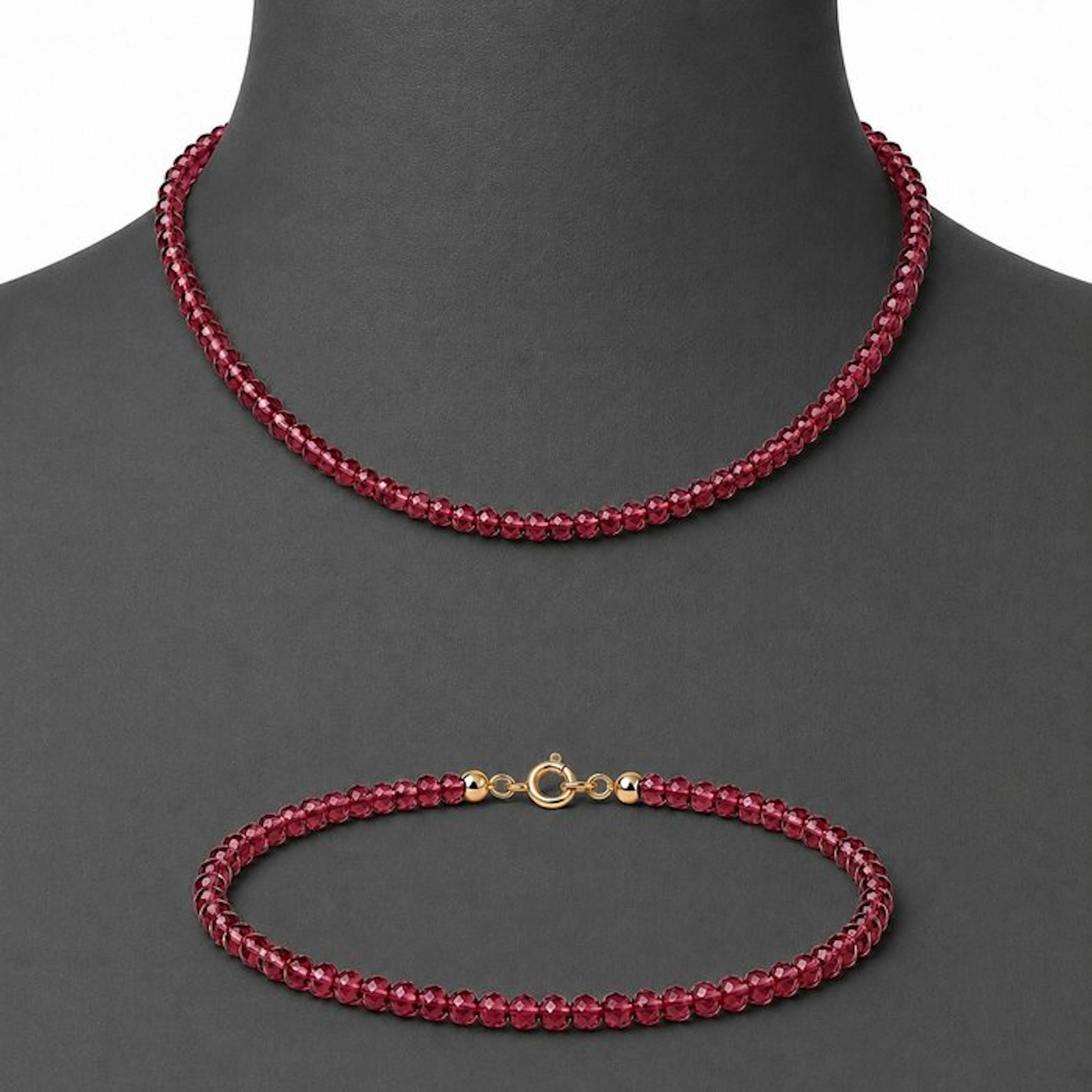 Garnet - Silver - 2 piece jewellery set