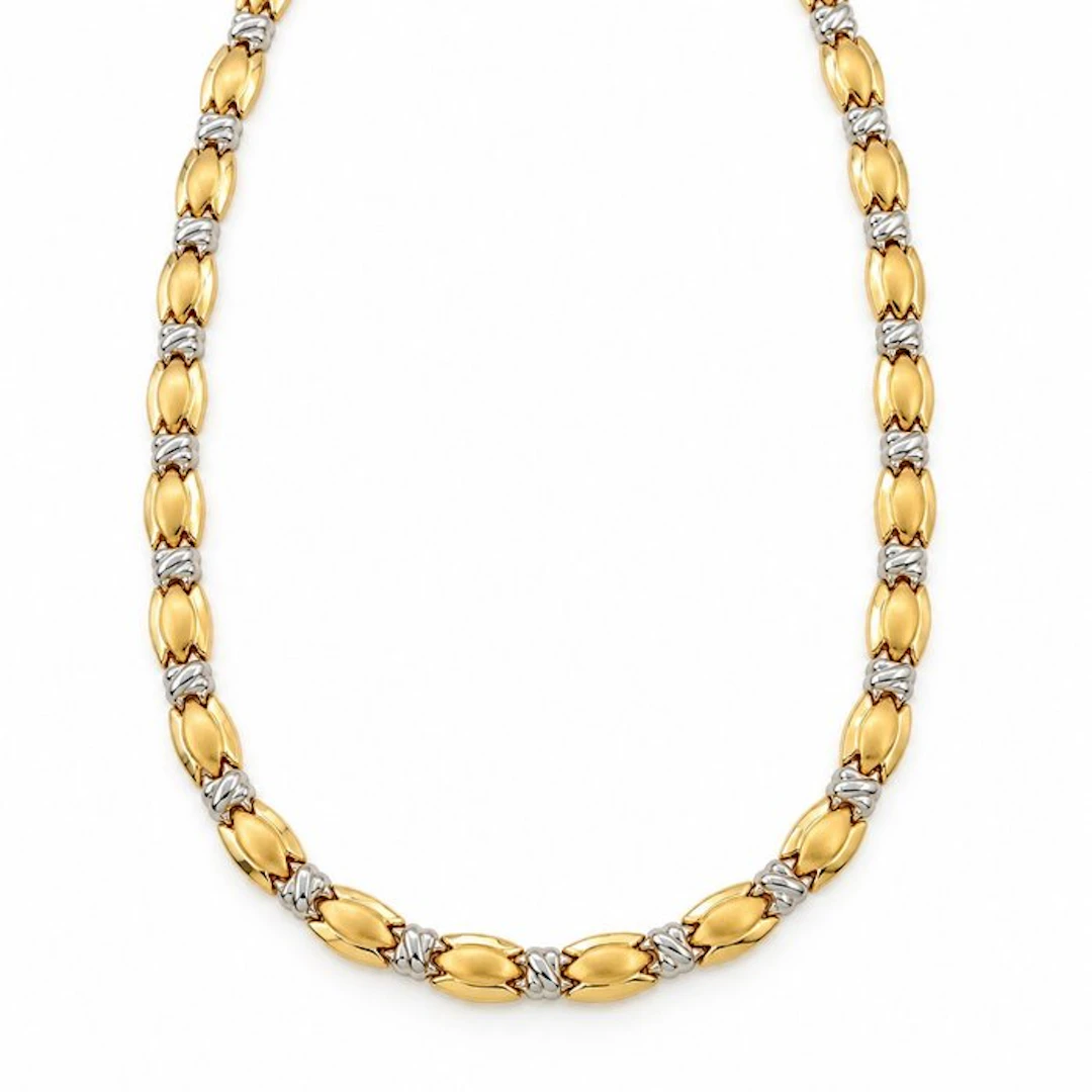 Necklace - 18 kt. Yellow gold, White gold - Made in Italy - Handmade