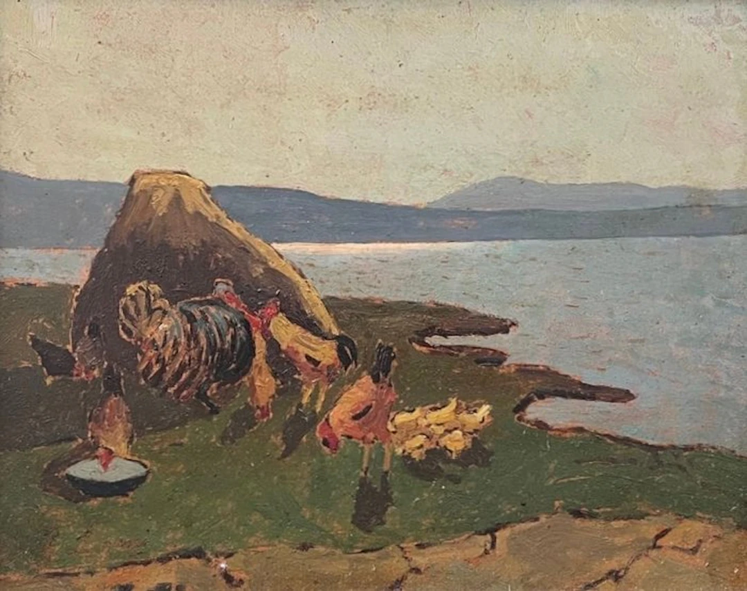 Giovanni Lomi (1889–1969) - Polli sull'aia