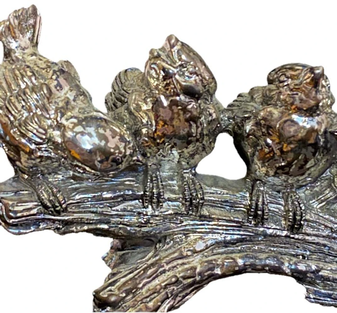 Figure - Cinque uccellini sul ramo - Silverplated