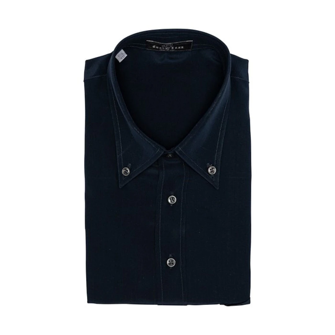 GERLIN - 15.75 - 40 - Shirt Blue Navy 100% Silk Crèpe 3I - Shirt -