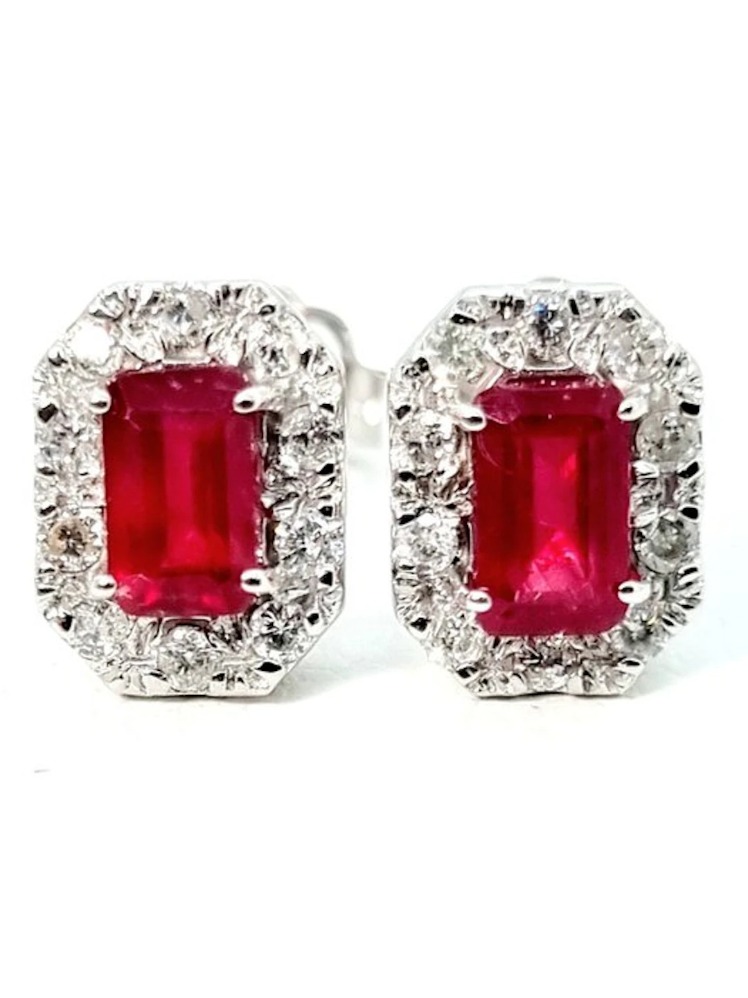 Earrings - 18 kt. White gold Ruby - Diamond