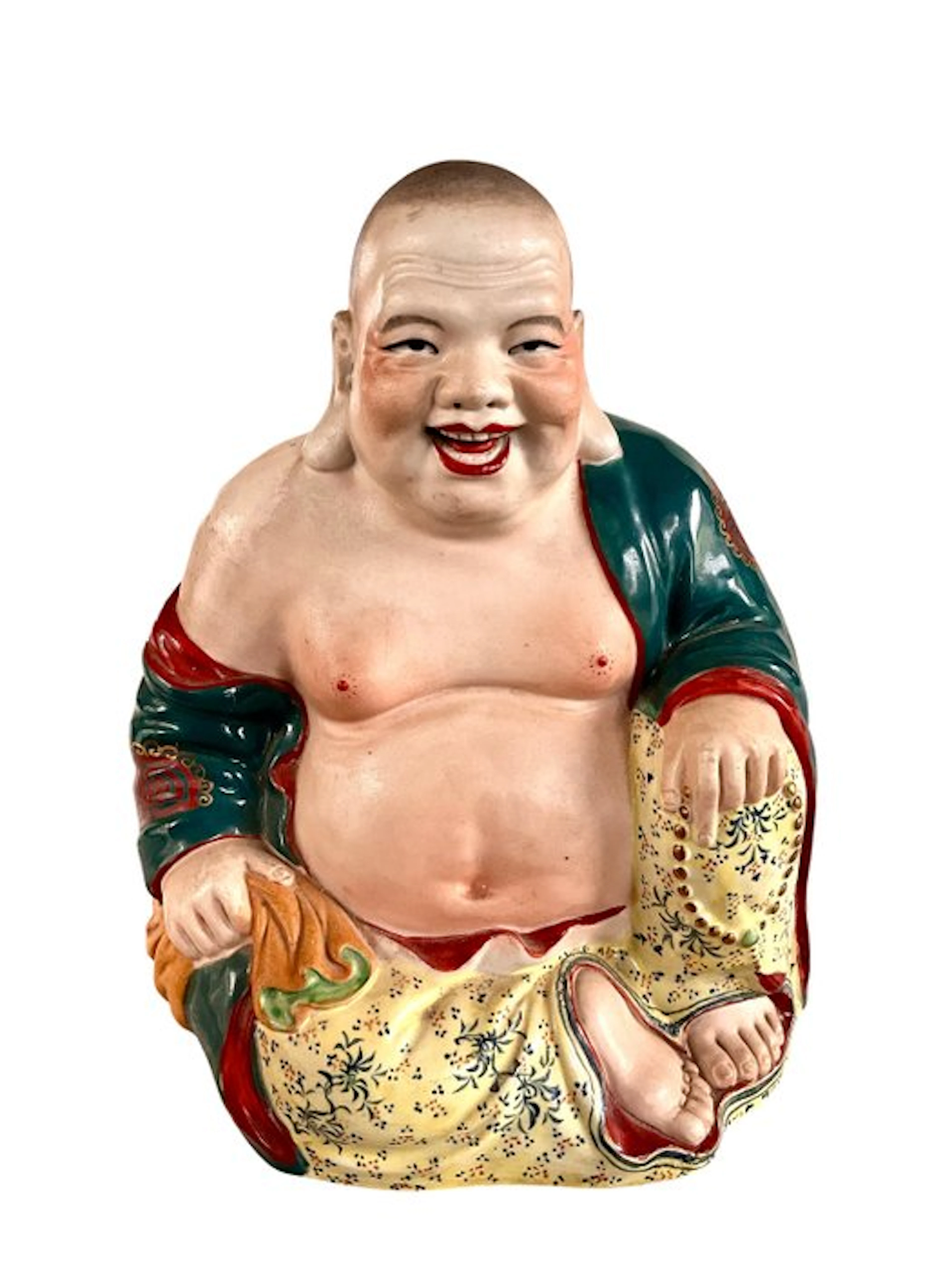 Statuette, Bouddha rieur - 22 cm - Biscuit porcelain - 1950