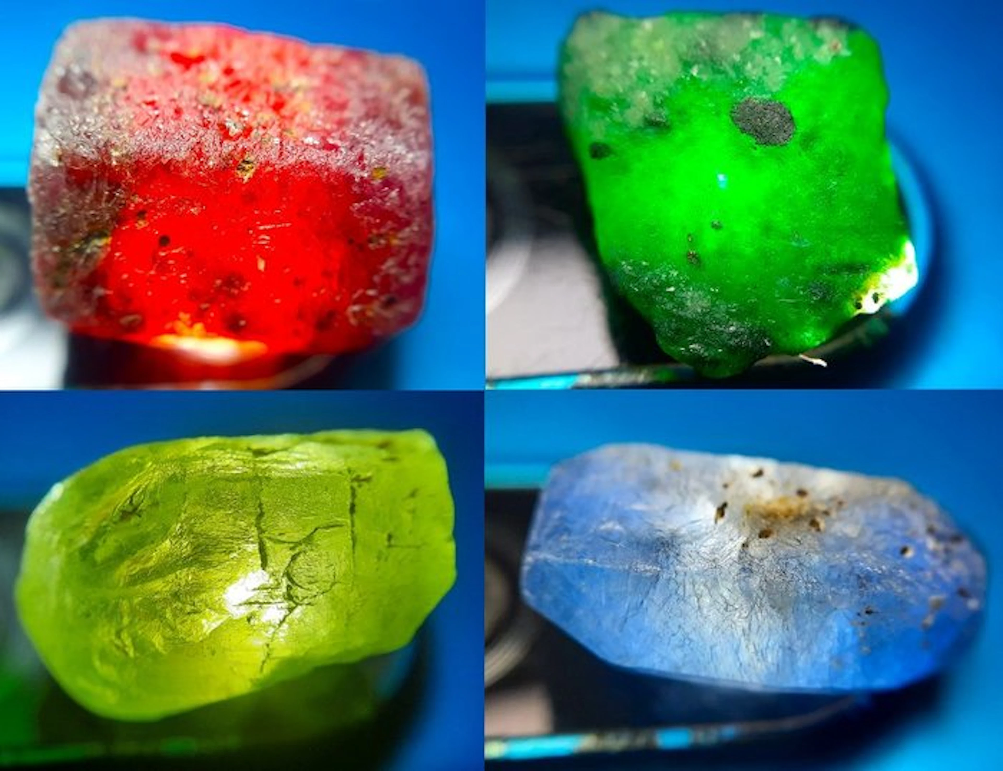 POKER GEMS - 44.6 cts - Natural Emerald, Ruby, Sapphire, Peridot Rough- 8.92 g